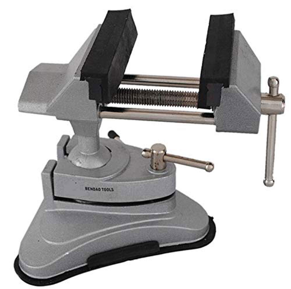 360° Swivel Mini Vise with Vacuum Base - Portable Multi-Angle Workbench Clamp for Jewelry, Woodworking & DIY Projects - Strong Suction for Stable Holding on Smooth Surfaces