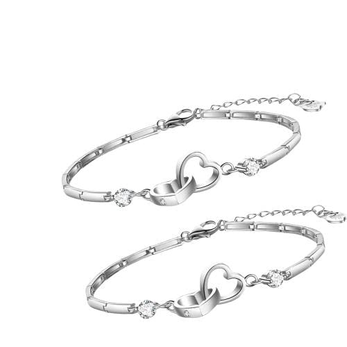 S925 Sterling Silver Soul Sister Heart Bracelet - Interlocking Design, Meaningful Gift for Best Friends, Sisters & Loved Ones | Perfect for Birthdays, Anniversaries & Friendship Day