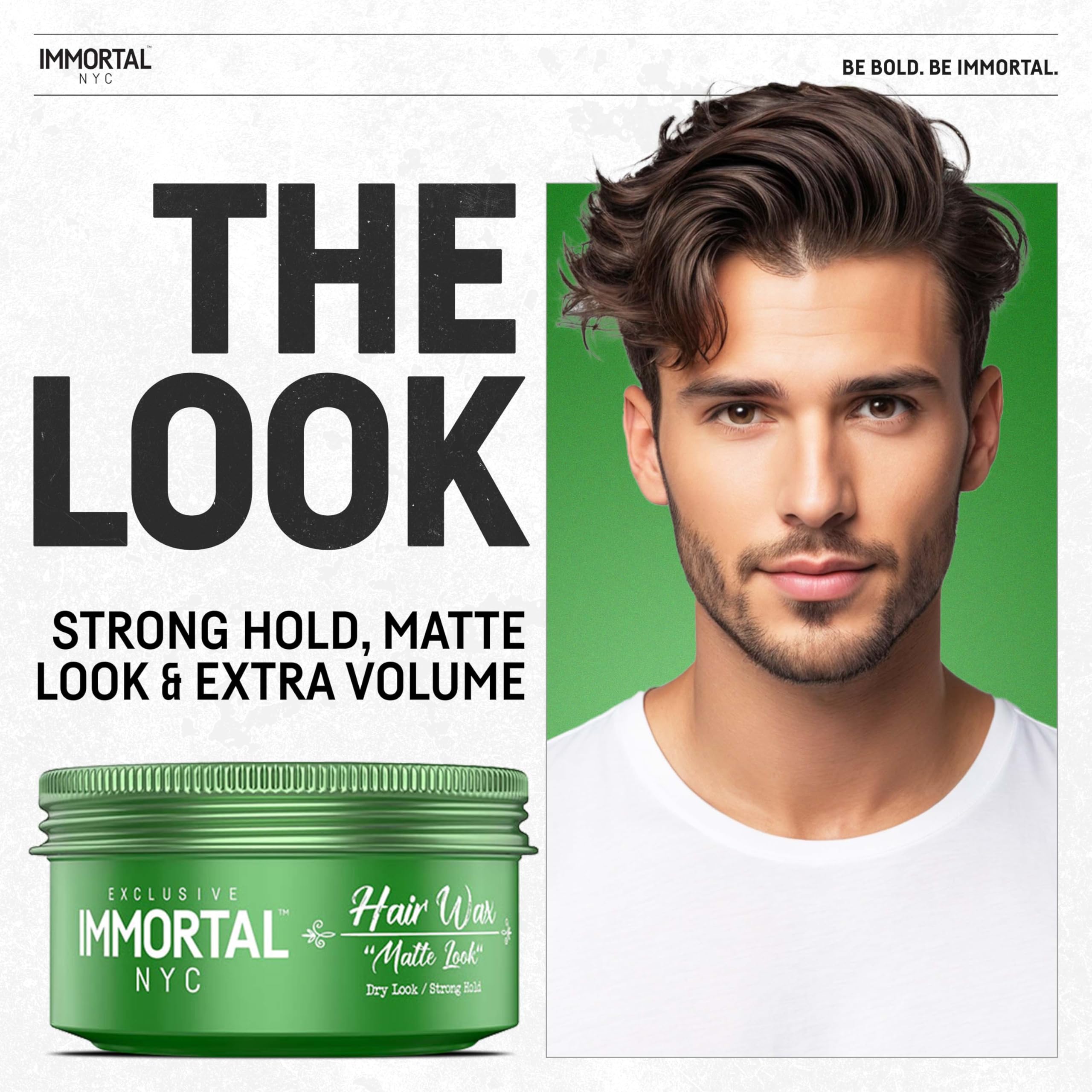 Immortal NYC Matte Look Hair Wax – Strong Hold, Matte Finish & Natural Look for Extra Volume & All-Day Control | Easy Wash Out | Perfect for Styling, Texturizing & Everyday Grooming