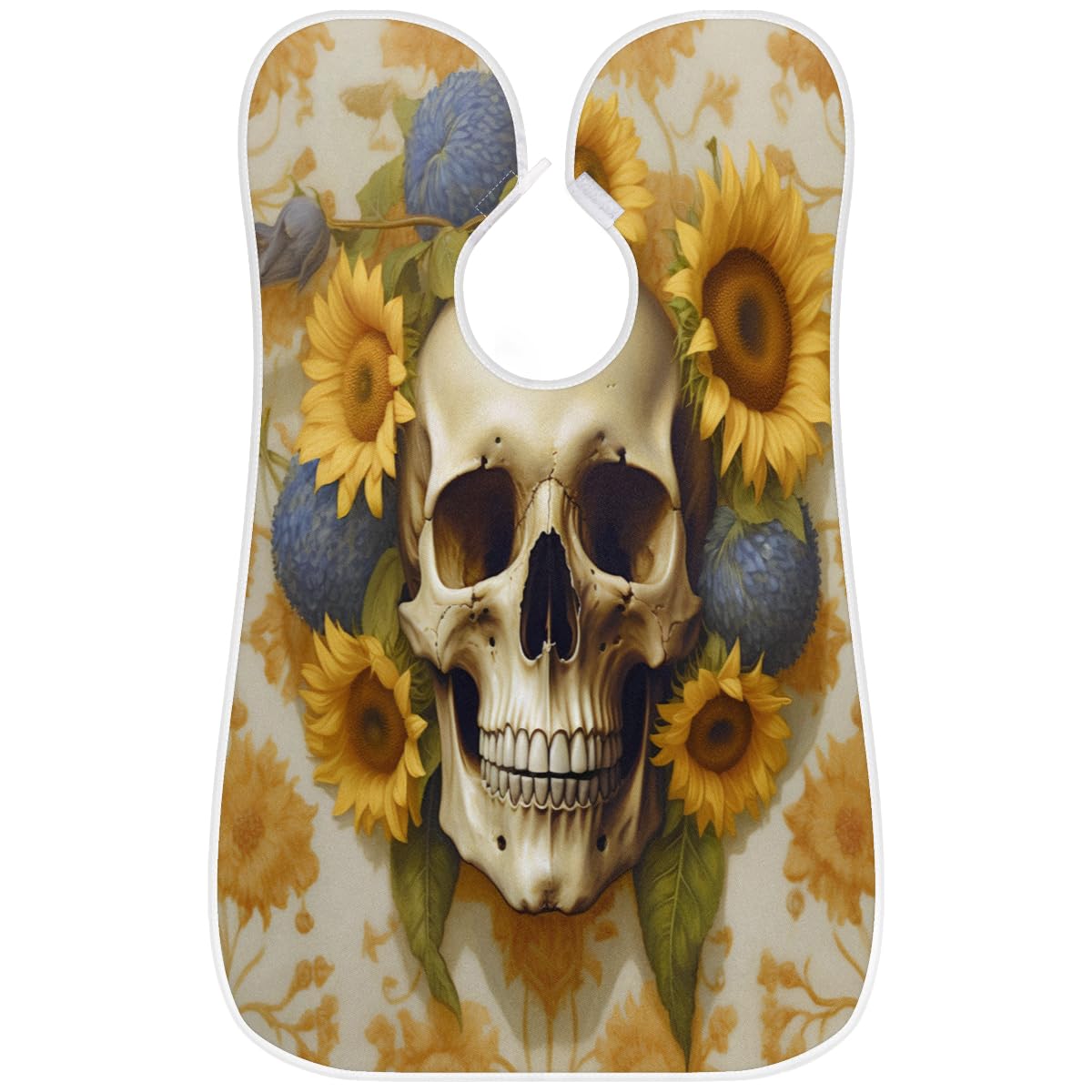 Stylish Sunflower Skull Beard Shaving Bib for Men - Waterproof Hair Dye Apron & Barber Cape for Haircut, Beard Trimming & Makeup - Perfect Sink Hair Catcher & Grooming Accessory Gift for Barbers & Stylists (Great for Home Salon, Barber Shop & DIY Hair Coloring)