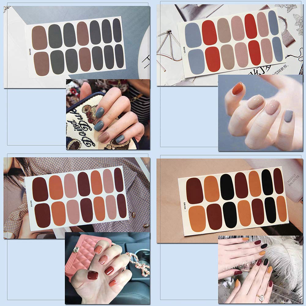 SILPECWEE 14 Sheets Solid Color Nail Polish Strips - Self-Adhesive Nail Wraps for Women, Easy DIY Nail Art Stickers with Nail File - Perfect for Parties, Weddings & Everyday Manicures