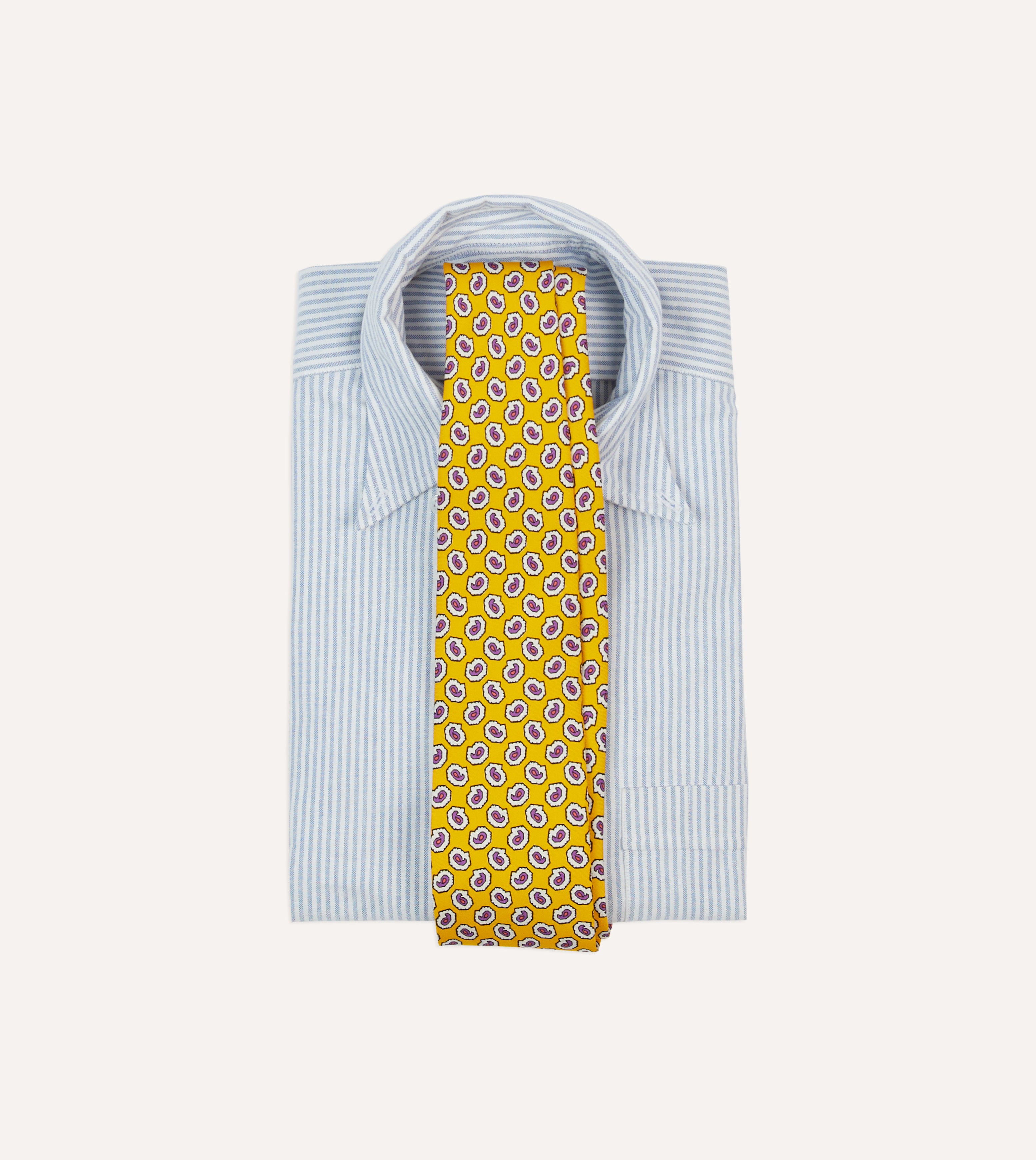 Elegant Yellow Small Paisley Leaf Print Silk Self-Tipped Necktie for Men - Perfect for Weddings, Business Meetings & Formal Occasions