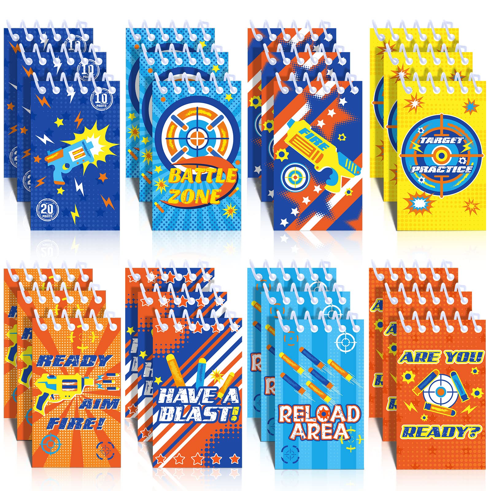 24-Piece Mini Spiral Notebook Set - Fun Dart War Themed Memo Pads for Kids - 8 Adorable Styles - Perfect for Classroom Rewards, Party Favors & Contest Prizes - Great for School, Birthday Parties & Game Nights