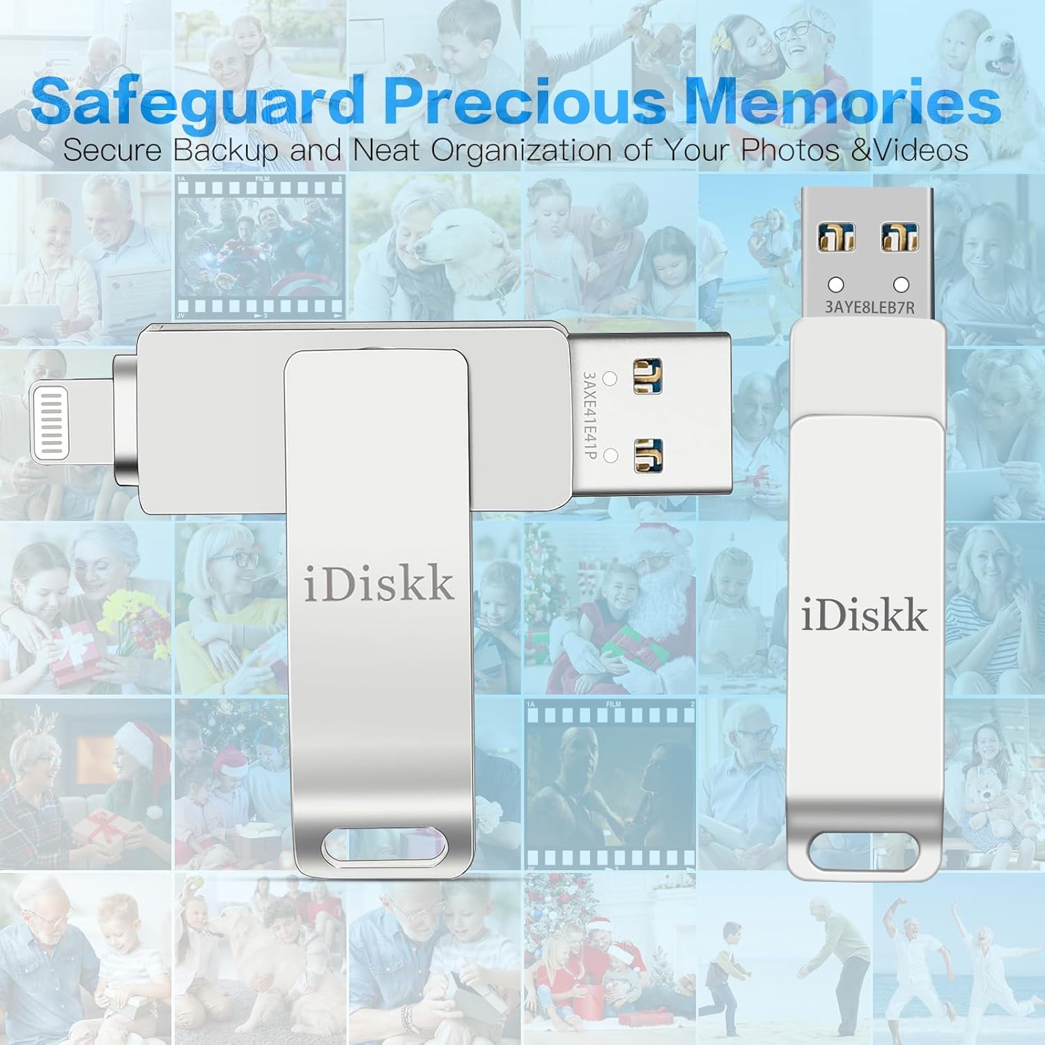 Apple Certified 1TB iDiskk Photo Storage Flash Drive for iPhone 14/13/12/11 Pro/Plus/Pro Max, iPad & MacBook - Lightning & USB External Memory Stick for Photos, Videos, Files - Perfect for Travel, Backup & Extra Storage