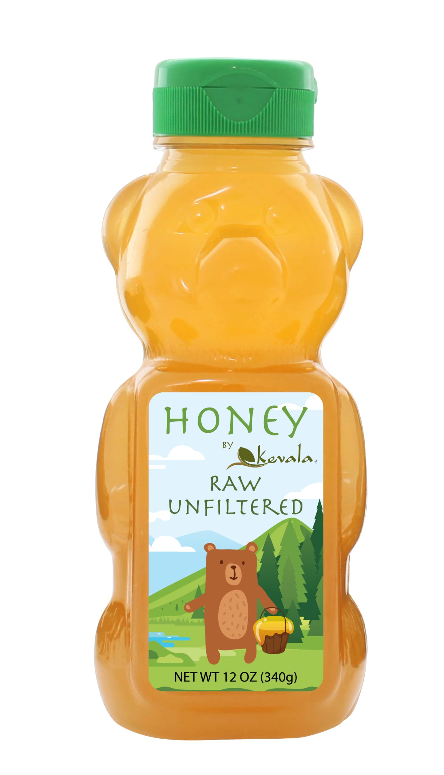 Kevala Raw Unfiltered Honey in Squeeze Bottle – 100% Pure, Natural, Non-GMO, Gluten-Free, No Added Sugar, Pesticide-Free Bee Nectar – 12 oz (Pack of 2) – Perfect for Tea, Baking, Smoothies & Healthy Breakfasts