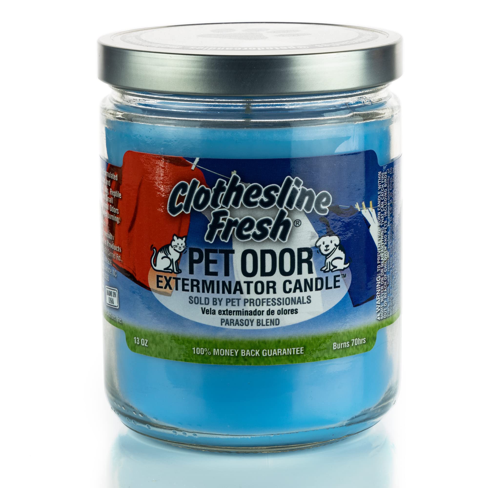 Pet Odor Eliminator Scented Candle - Fresh Clothesline Scent, Pack of 2 - Odor Neutralizing Candle for Home & Car - Bundle with Ballard Products Car Air Freshener | Perfect for Living Rooms, Bedrooms & Vehicles