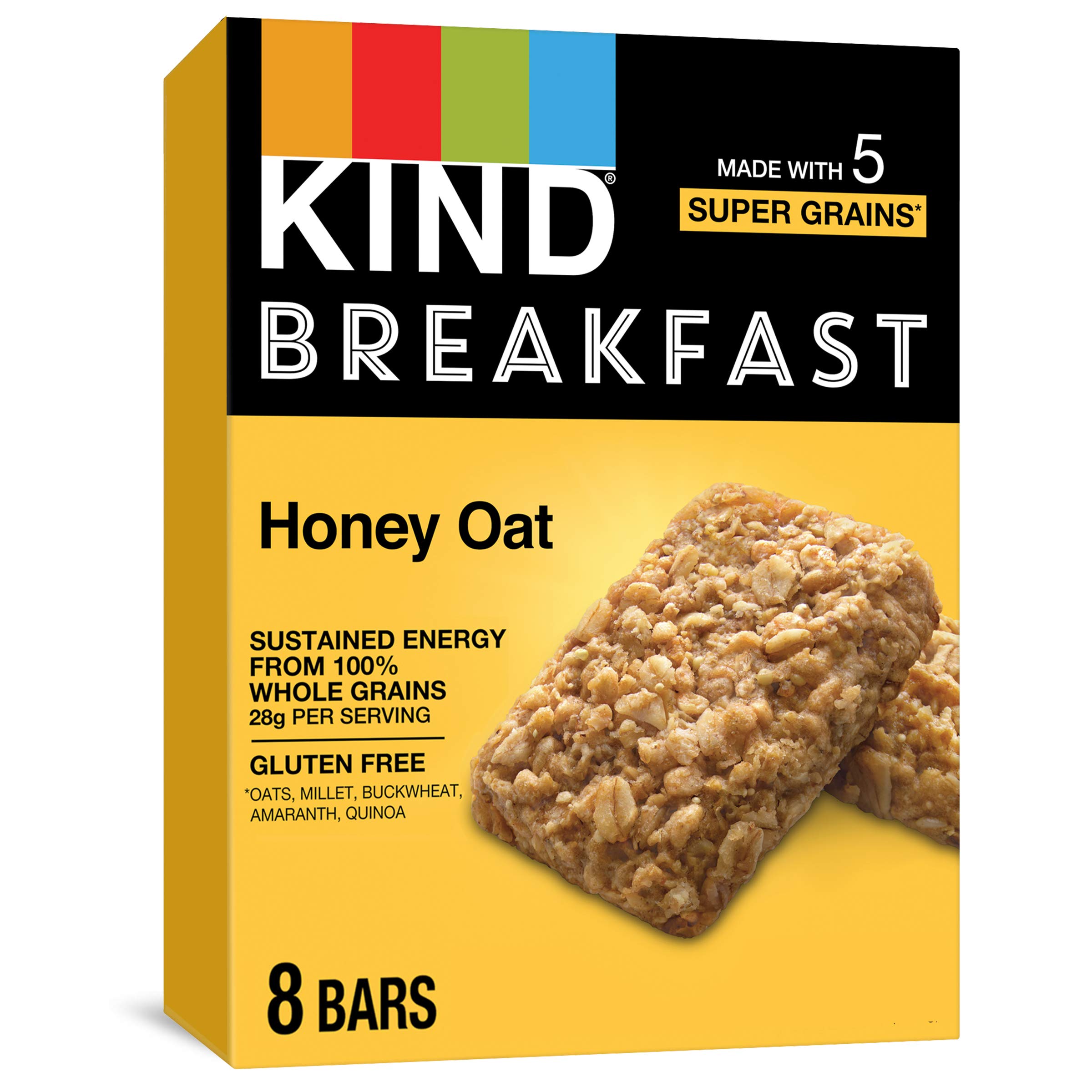 KIND Breakfast Bars, Honey Oat - Healthy Gluten Free Snacks (32 Count) - Perfect for On-the-Go Breakfast, Office Snacks & Travel