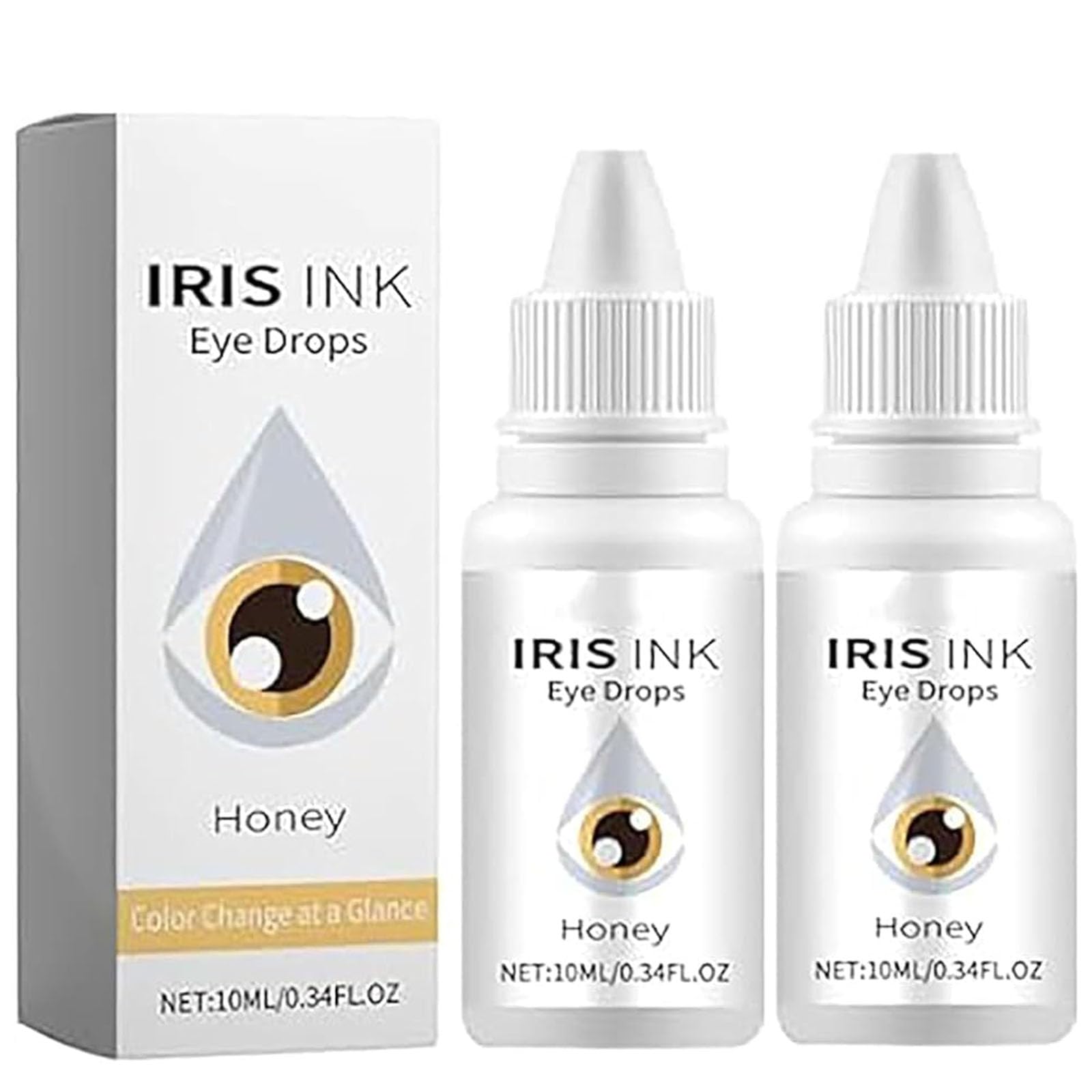 Nozren Honey Color Changing Eye Drops - Natural & Safe Iris Enhancer for Hazel & Light Eyes (2 Pack) - Perfect for Cosplay, Halloween & Special Events