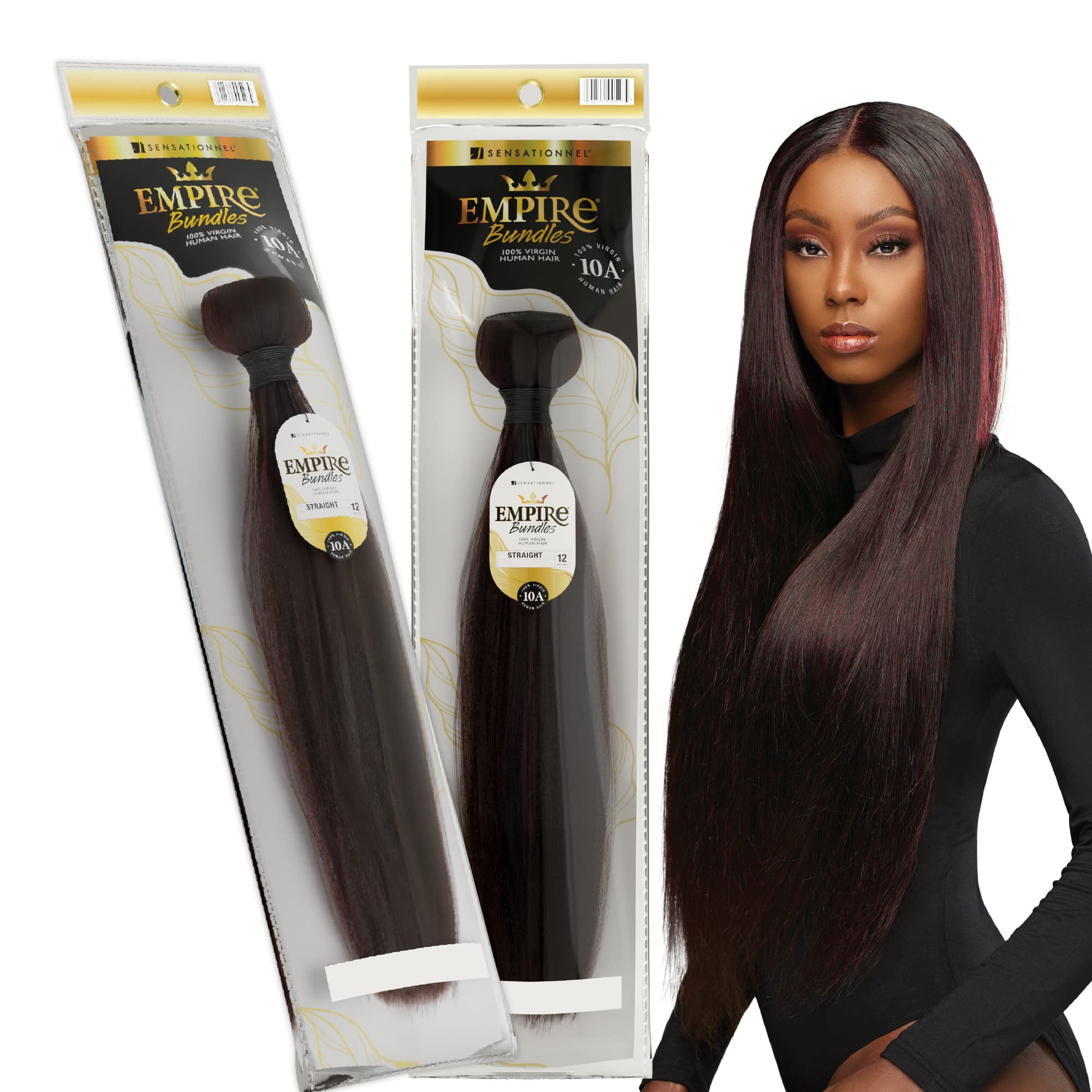 Sensationnel Empire Bundle Weave Hair - 100% Virgin Human Hair Extensions, Unprocessed, Silky Yaki Texture, 2-Pack (24 Inch, Natural Black) | Perfect for Braids, Weaves & Protective Styles