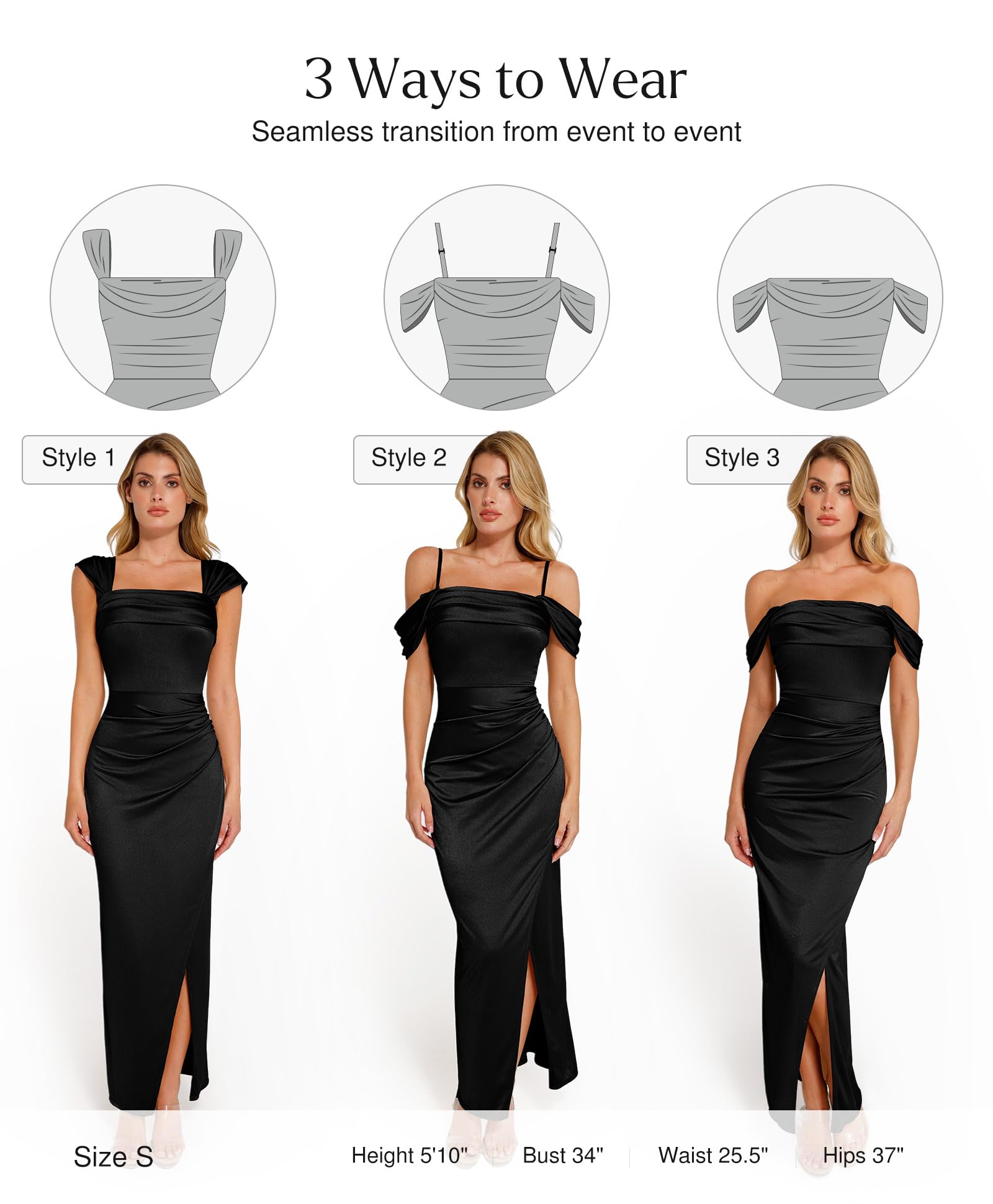 Popilush Women's Shapewear Dress - Off Shoulder Maxi Bodycon Dress for Slimming & Tummy Control | Perfect for Cocktail Parties, Date Nights & Formal Events