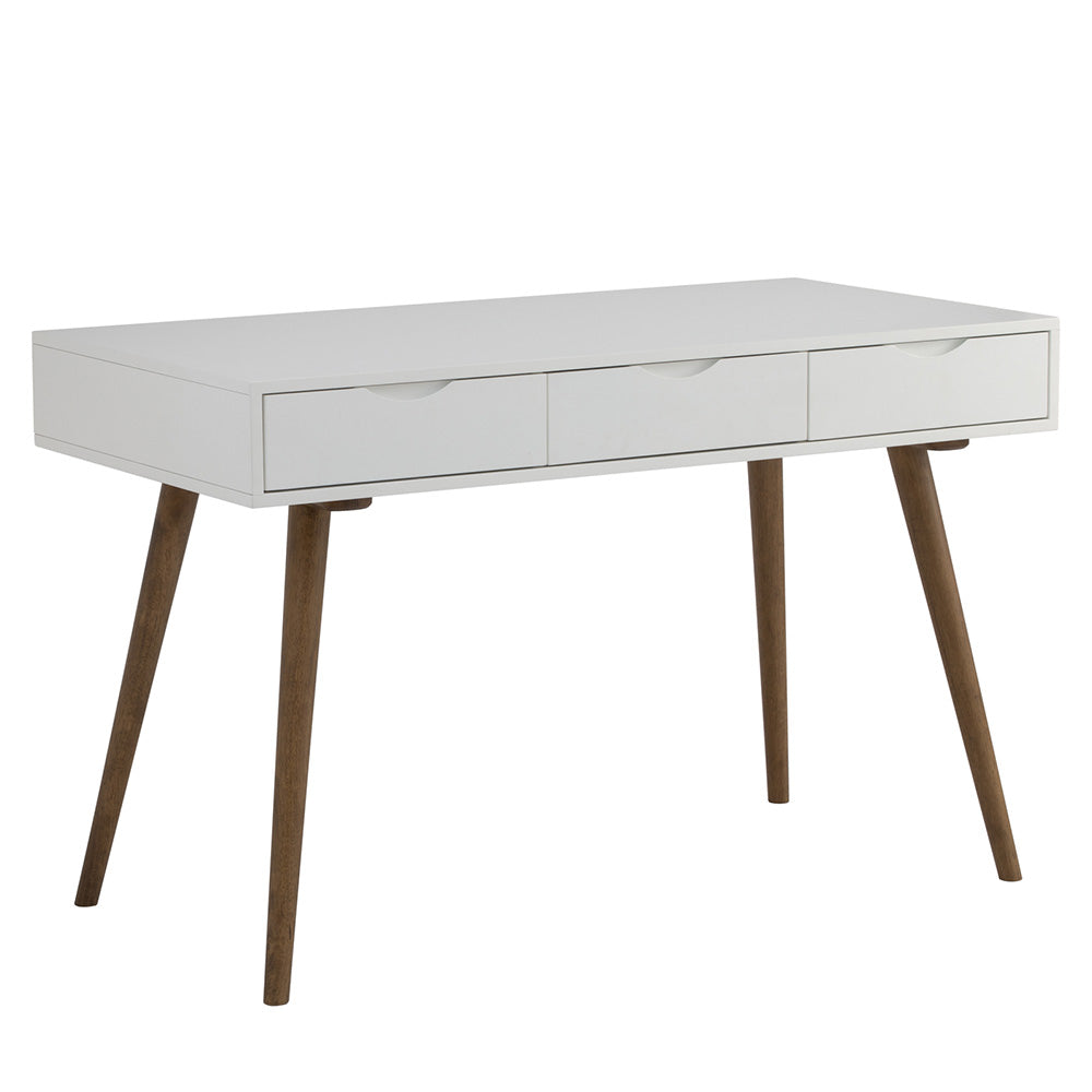 BLANCO Modern Study Desk 120cm - White & Walnut Finish, Home Office Desk for Small Spaces, Perfect for Remote Work and Online Learning