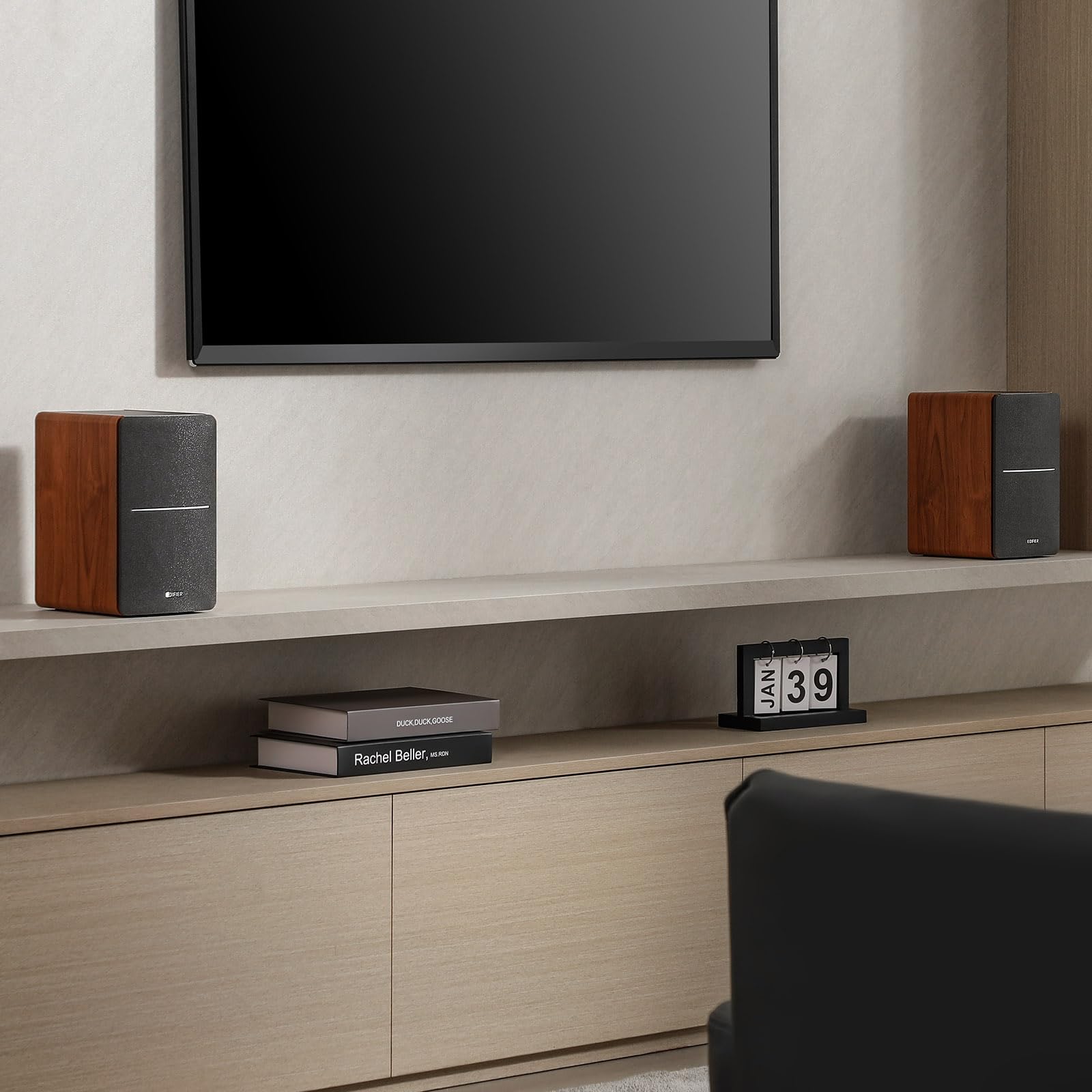 Edifier P12 Passive Bookshelf Speakers - 2-Way Hi-Fi Stereo Sound with Wall-Mount Brackets - Natural Wood Finish - Requires Amplifier - Perfect for Home Theater, Music Listening & Gaming Setup