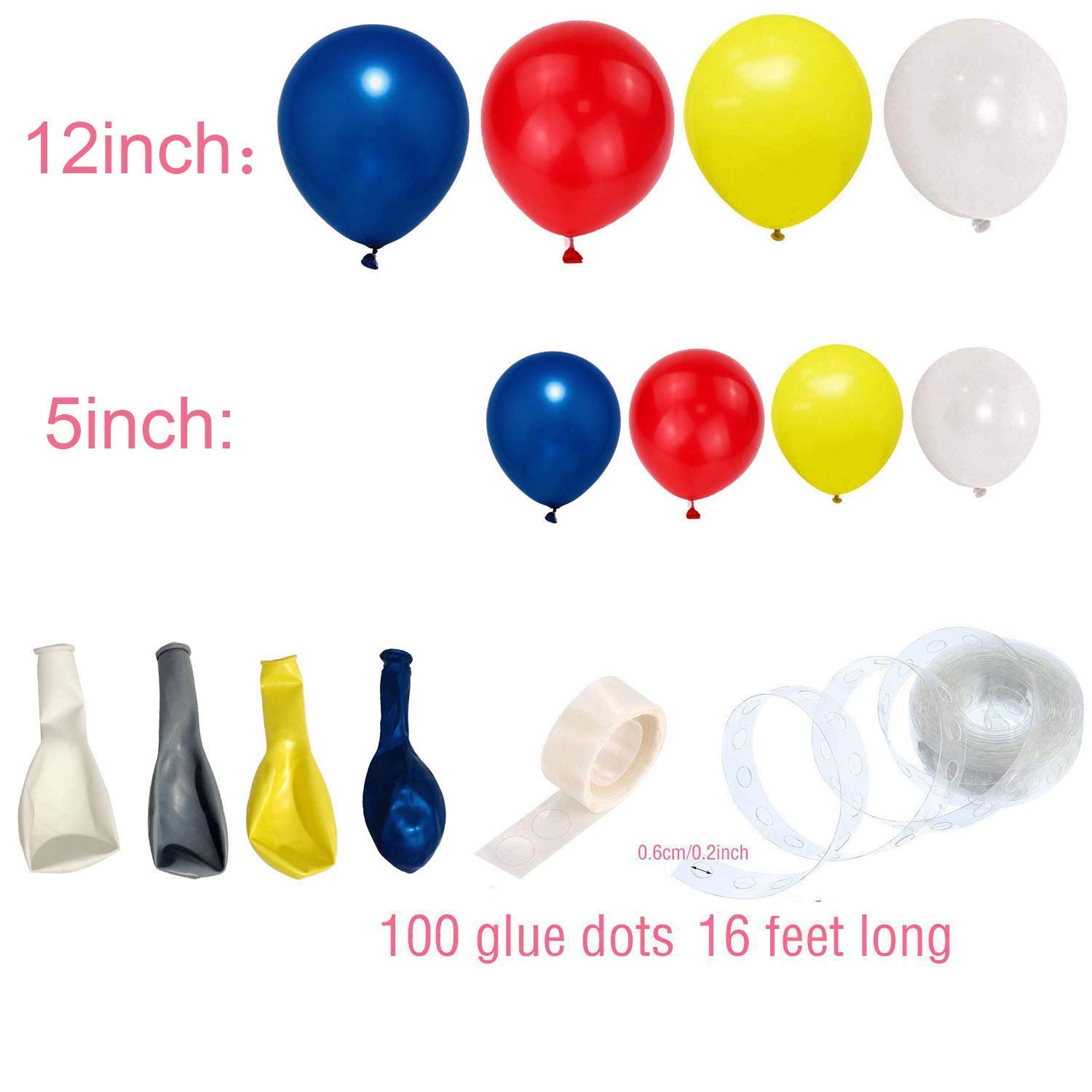 **103-Piece Blue and White Balloon Arch & Garland Kit - 12 Inch Balloons for Baby Showers, Birthday Parties, and Decorations | Includes Red, Royal Blue, White, and Yellow Balloons | Perfect for Blue-Themed Baby Showers, Boy Birthdays, and Toddler Celebrations**