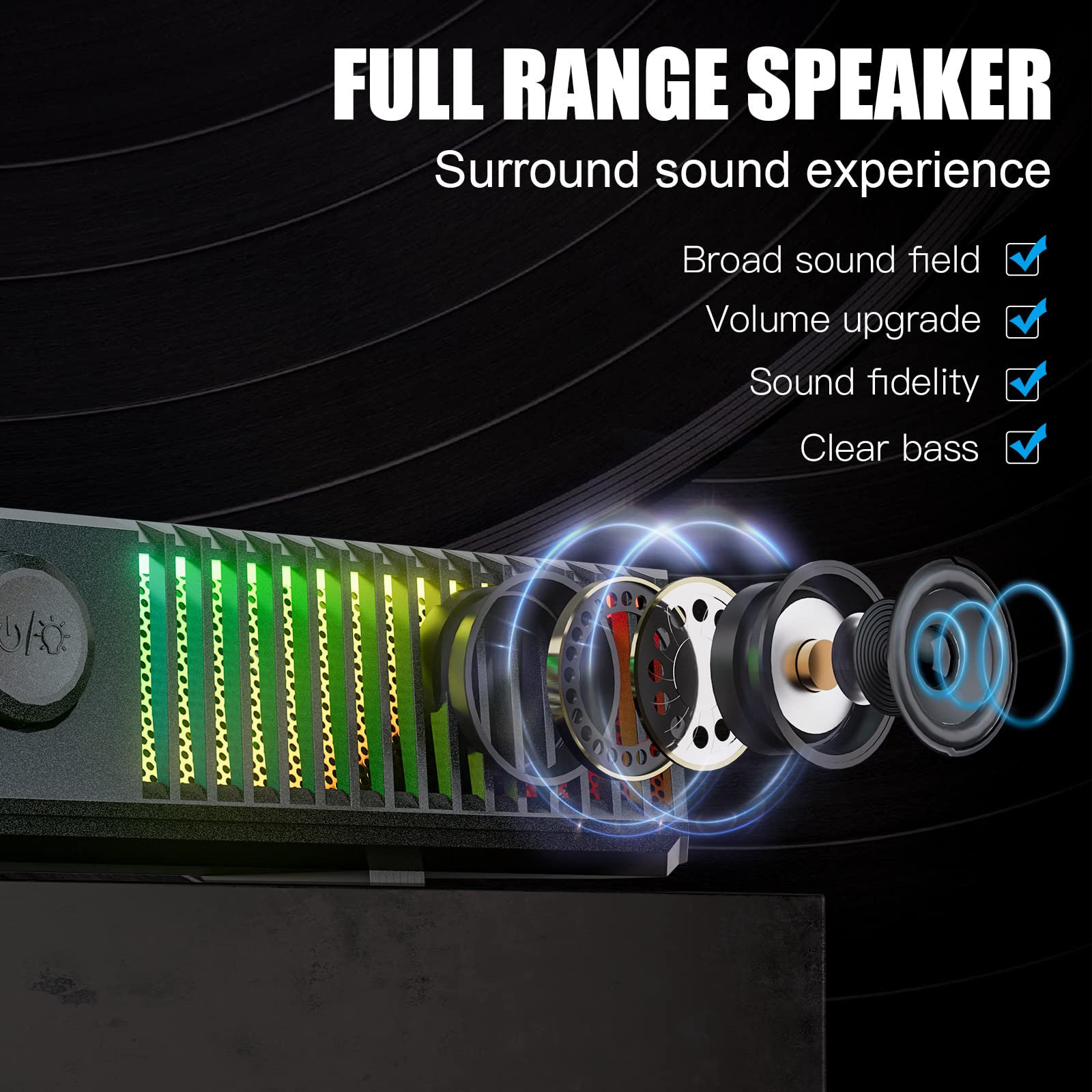 Smalody Computer Speakers with Stereo Bluetooth, Dynamic RGB LED Design, Built-in Microphone, Compatible with Desktop/Laptop/Smartphone/Game Console, Ideal for Gaming, Music, and Home Office