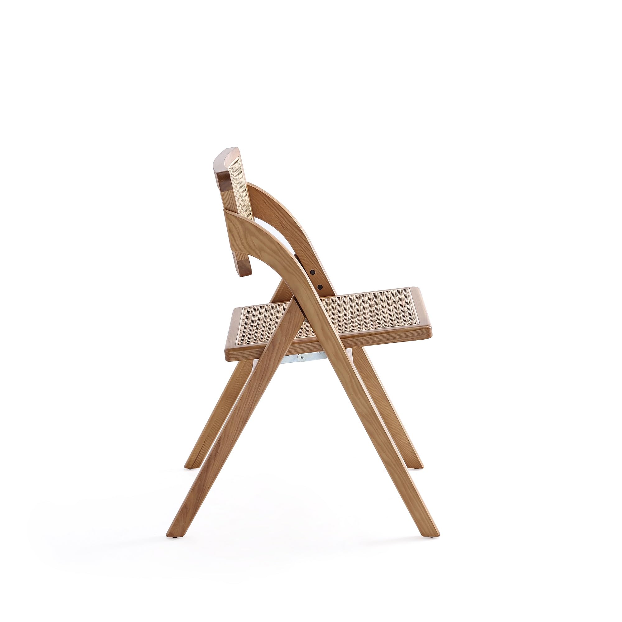 Manhattan Comfort Lambinet Folding Rattan Wicker Cane Side Chair - Set of 2 Natural Outdoor Dining Chairs for Patio, Restaurant, Bistro | Perfect for Garden, Poolside & Small Space Dining