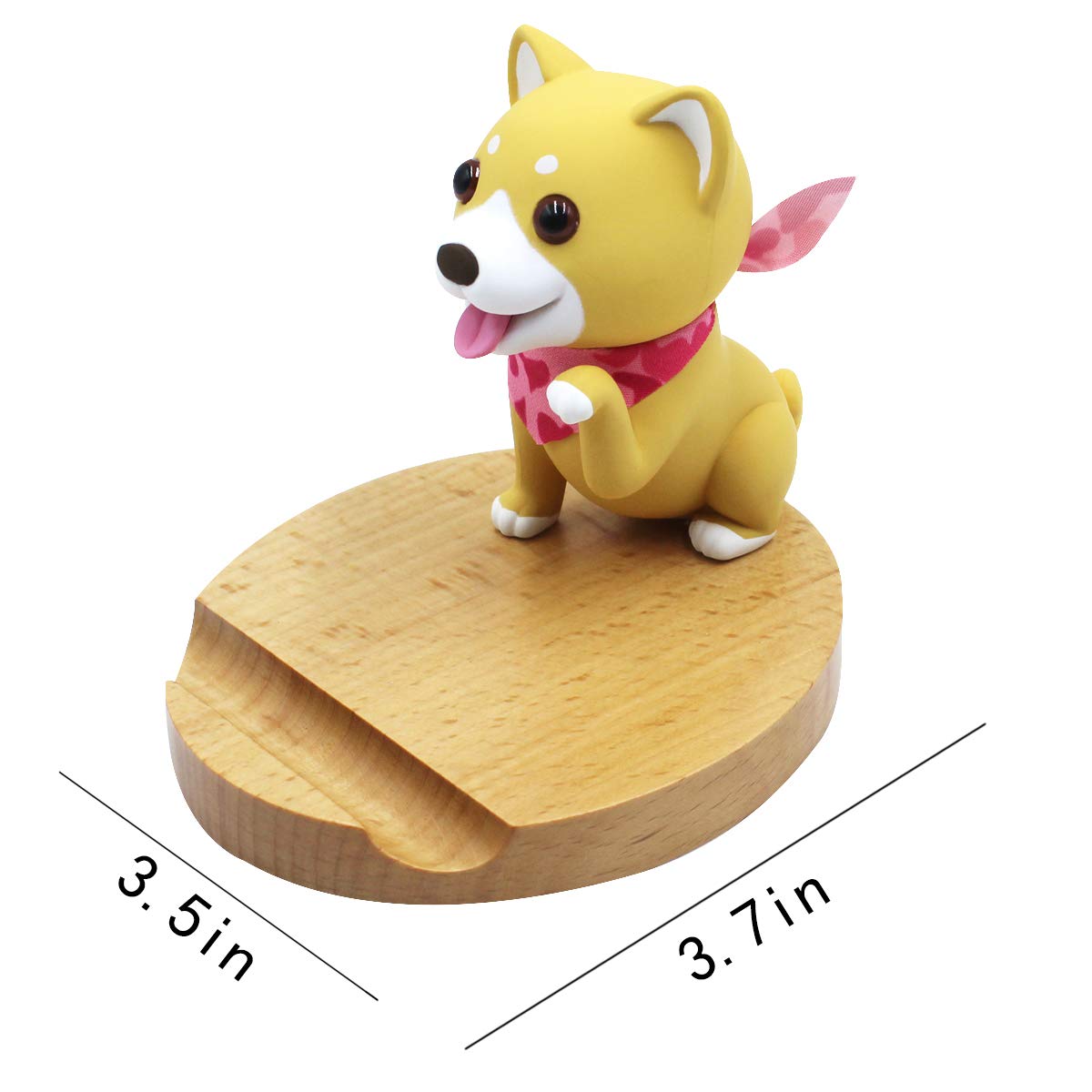 Wooden Dog Phone Stand - Cute Animal Cell Phone Holder for Desk, Smartphone & Mobile Phone Stand - Perfect for Home, Office, or Gift