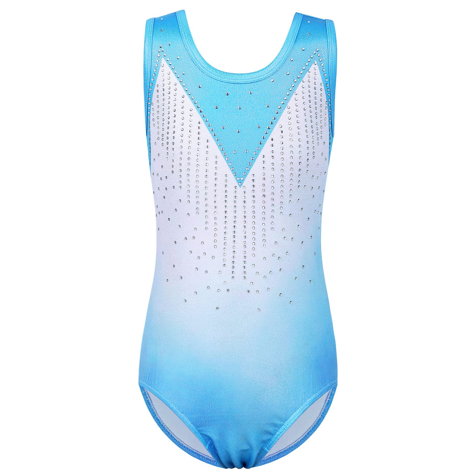 BAOHULU Girls Gymnastics Leotards - Shiny Aqua Rose Diamond Embroidery Dancewear for Ballet, Cheerleading & Performance - Perfect for Recitals, Competitions & Stage Shows