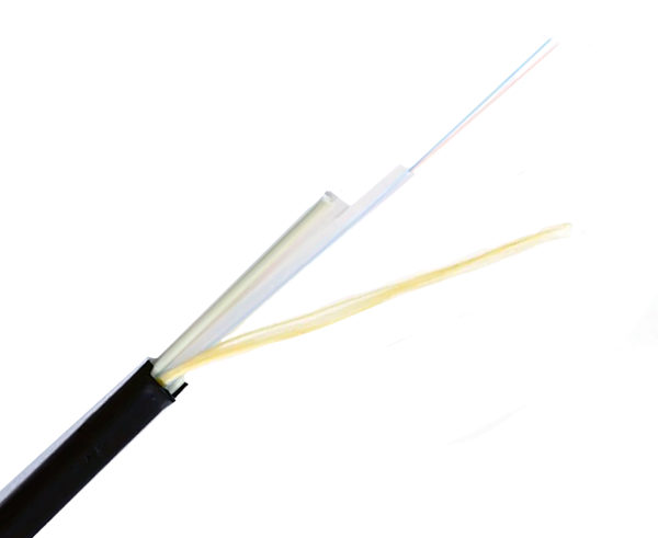 2 Strand Single Mode Fiber Optic Cable, SM 9/125, PE Jacket, Flat Drop, Dry Loose Tube, Gel-Free, Water Block, Toneable, Black - Sold Per Foot - Ideal for Outdoor/Indoor Network Installations & Telecommunications