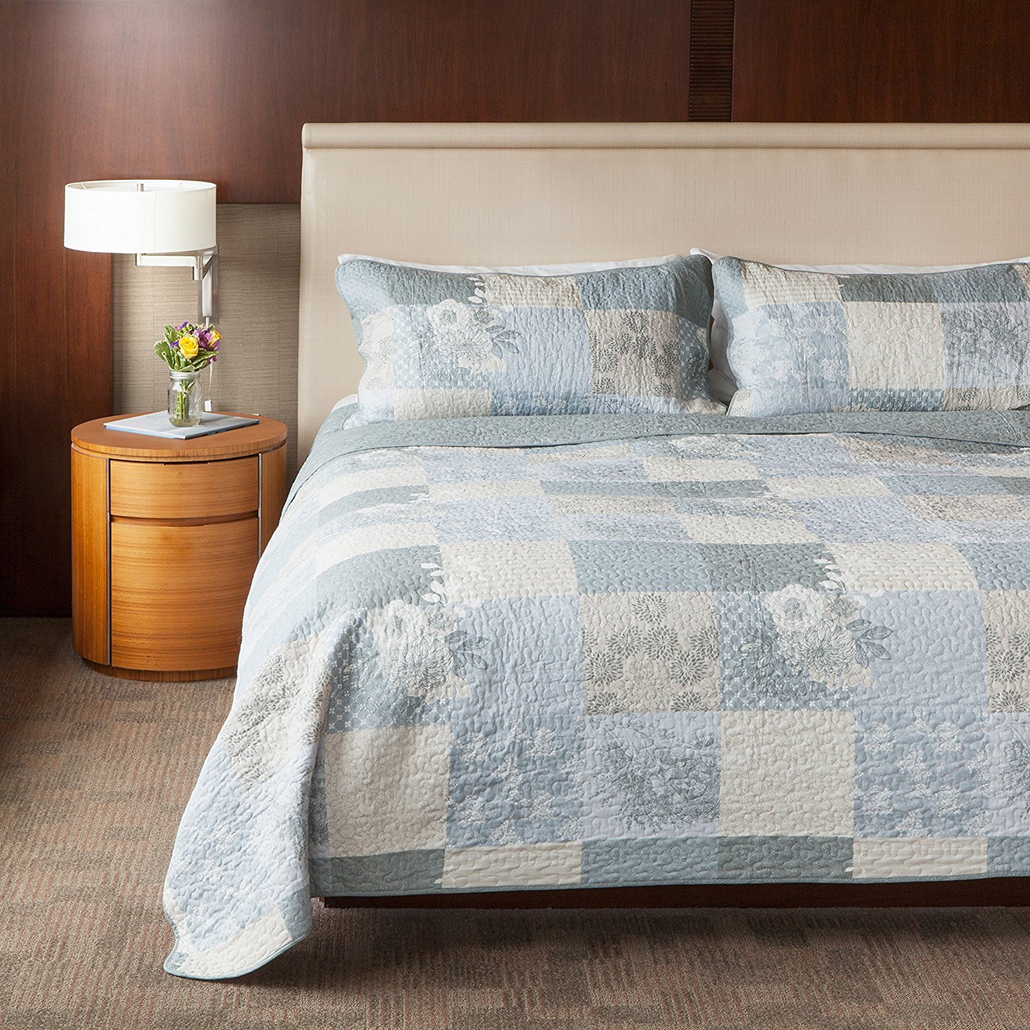 SLPR Cotton Quilt Set Queen - Floral Lightweight Bedding for Home Decor