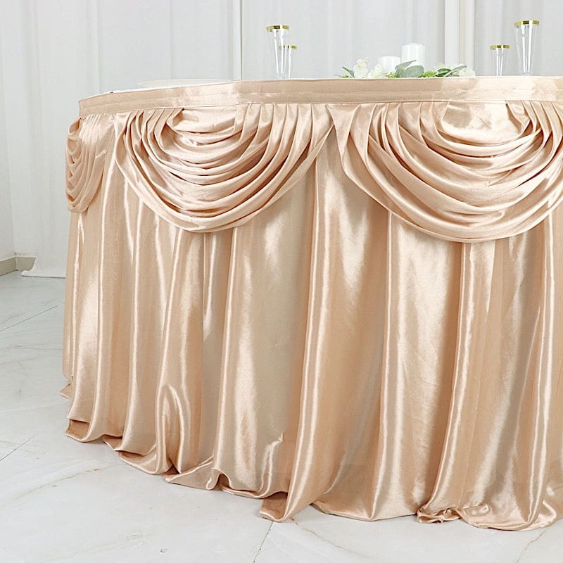 Elegant Satin Table Skirt - Classic Drape Tablecloth for Wedding, Banquet & Party Decor - Perfect for Formal Events & Home Decorations