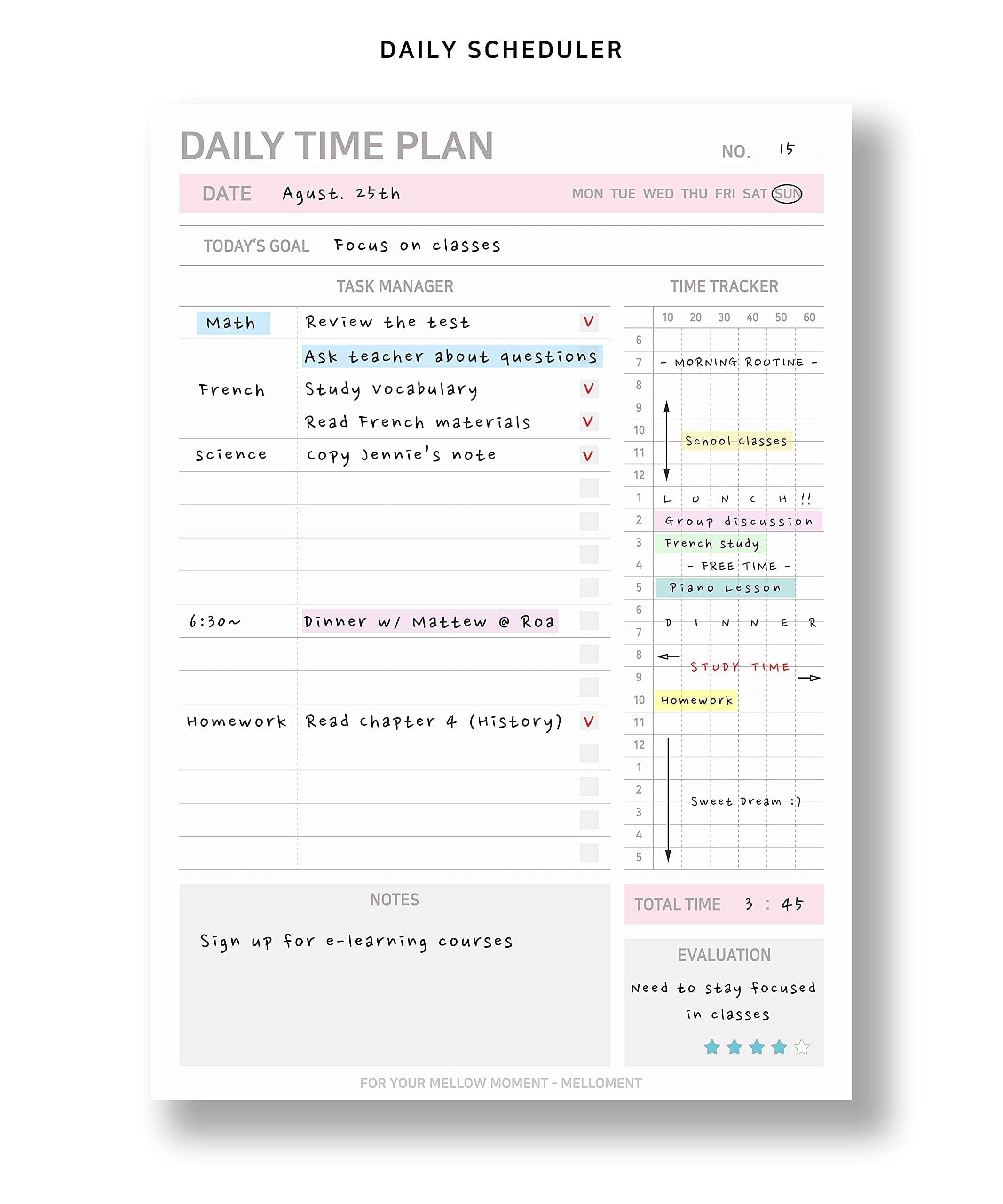 A5 Undated Daily Planner Pad - 95 Tear-Off Sheets for Time Management, To-Do Lists, Study Planning & Task Tracking | Perfect for Students, Professionals & Productivity Enthusiasts (Sky Blue)