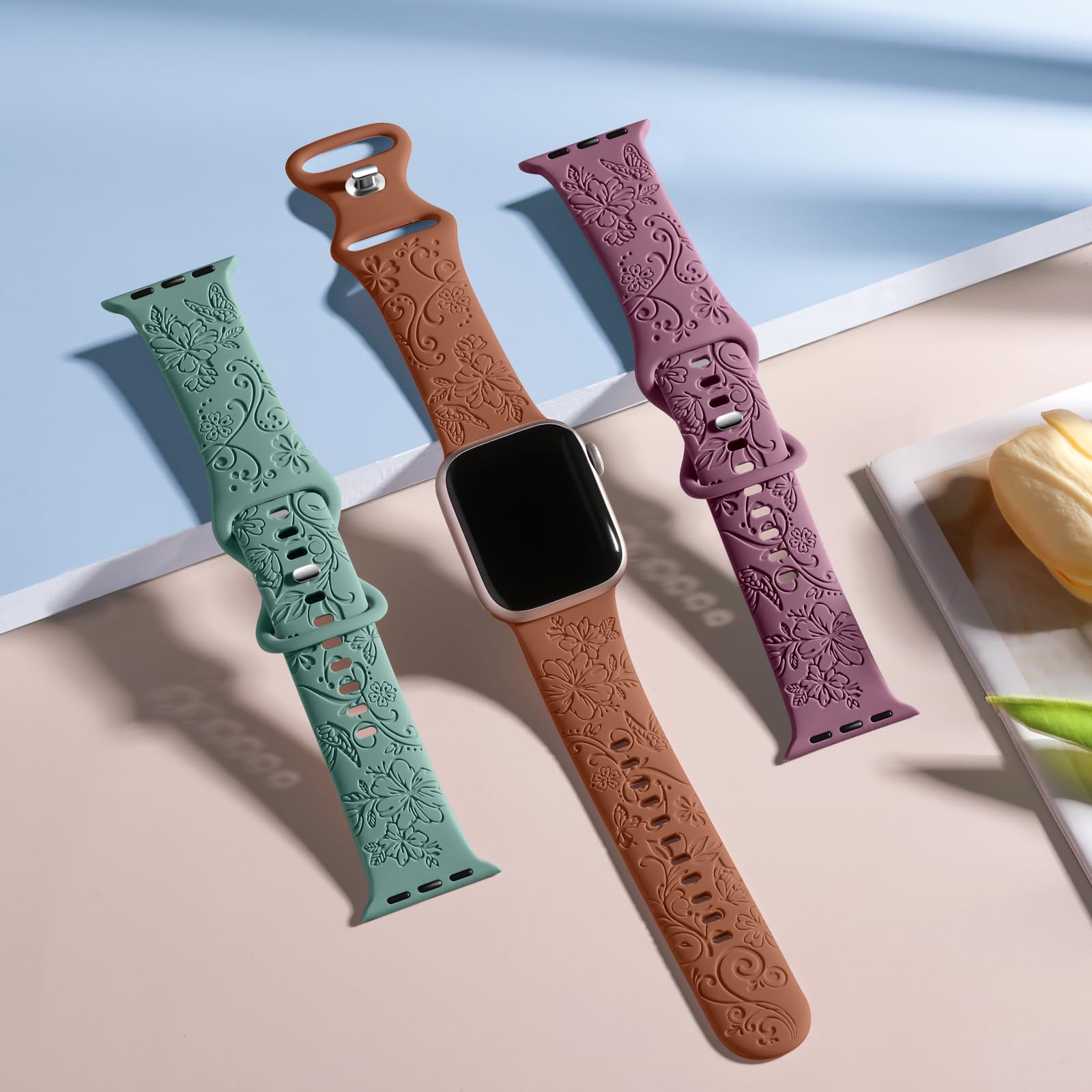 Maledan Soft Silicone Replacement Band for Apple Watch Series 10/9/8/7/6/5/4/3/SE - Stylish Sport Bracelet Compatible with 38mm/40mm/41mm/42mm/44mm/45mm/46mm iWatch - Perfect for Workouts, Running & Everyday Wear