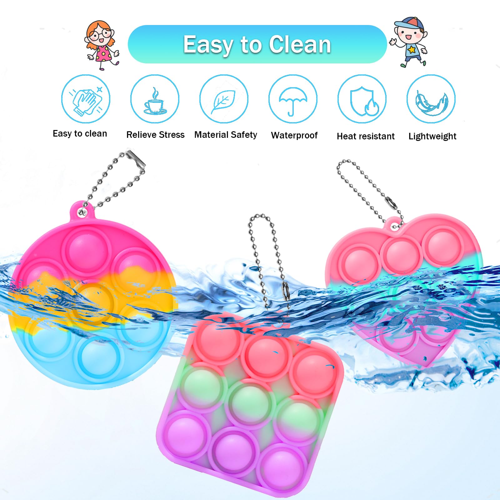 30PCS Bulk Fidget Toys for Kids & Adults - Stress Relief Party Favors, Classroom Prizes, Goodie Bag Stuffers, Treasure Chest Fillers, Bubbles Poppers - Perfect for Birthdays, School Events, and Office Breaks