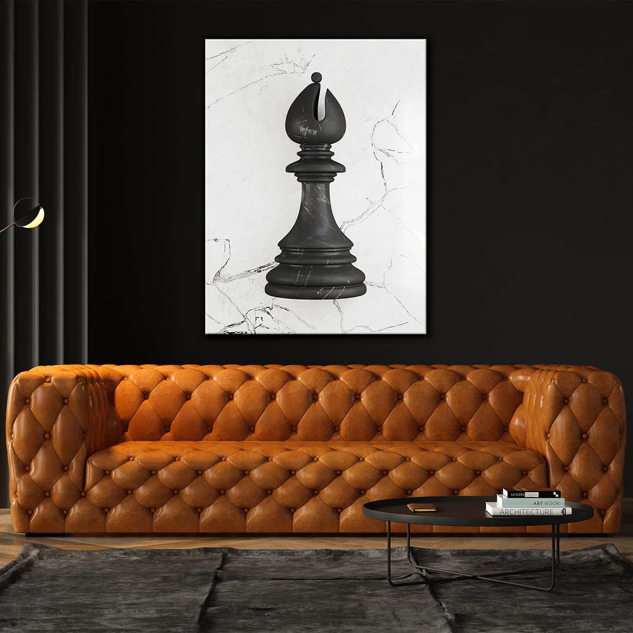 Bishop Chess Canvas Art - Modern Black Piece Checkmate Design for Club Players | Large 30x40 Inch Pop Art Home Decor Poster | Perfect for Game Rooms, Offices & Chess Enthusiast Gifts