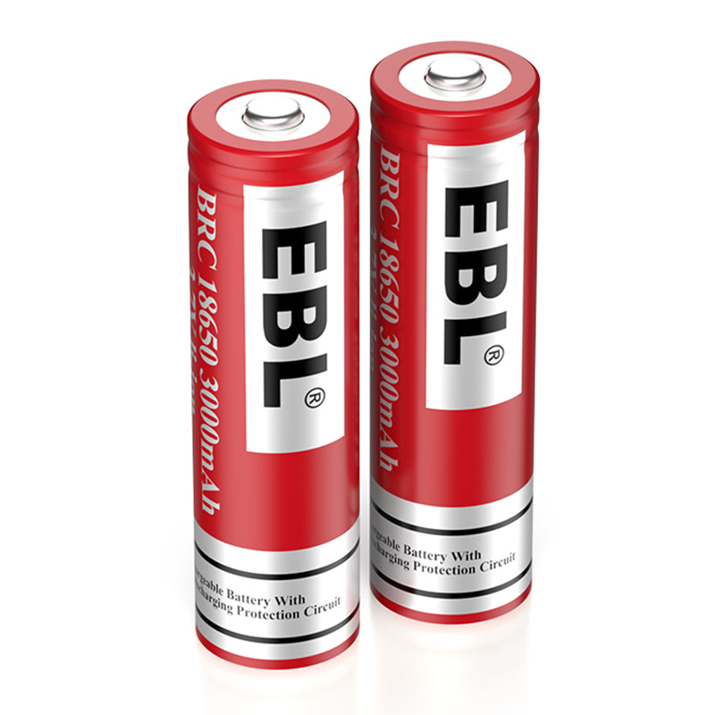 EBL BRC 18650 3000mAh Rechargeable Lithium Battery with Button Top & Protection Circuit - Perfect for Flashlights, Vape Mods, and Power Tools
