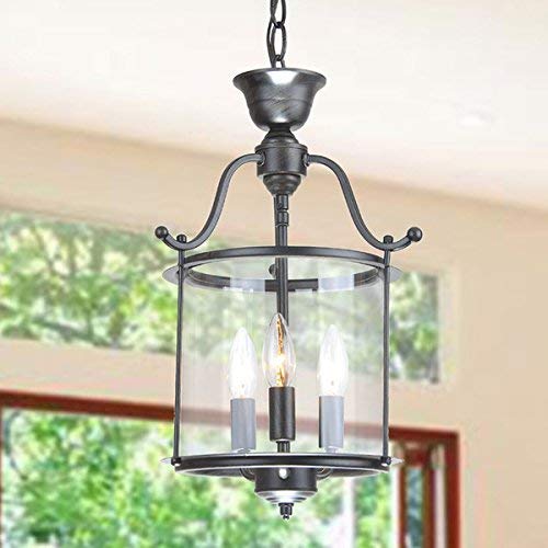 Carlota 3-Light Clear Glass Foyer Pendant Chandelier - Modern Entryway Lighting Fixture for Hallway, Staircase & Dining Room Decor