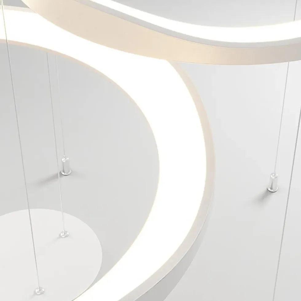 Modern Ring Shaped Metal Acrylic LED Pendant Light for Living Room - Dimmable Hanging Ceiling Lamp for Dining Room, Bedroom, Kitchen & Office Lighting