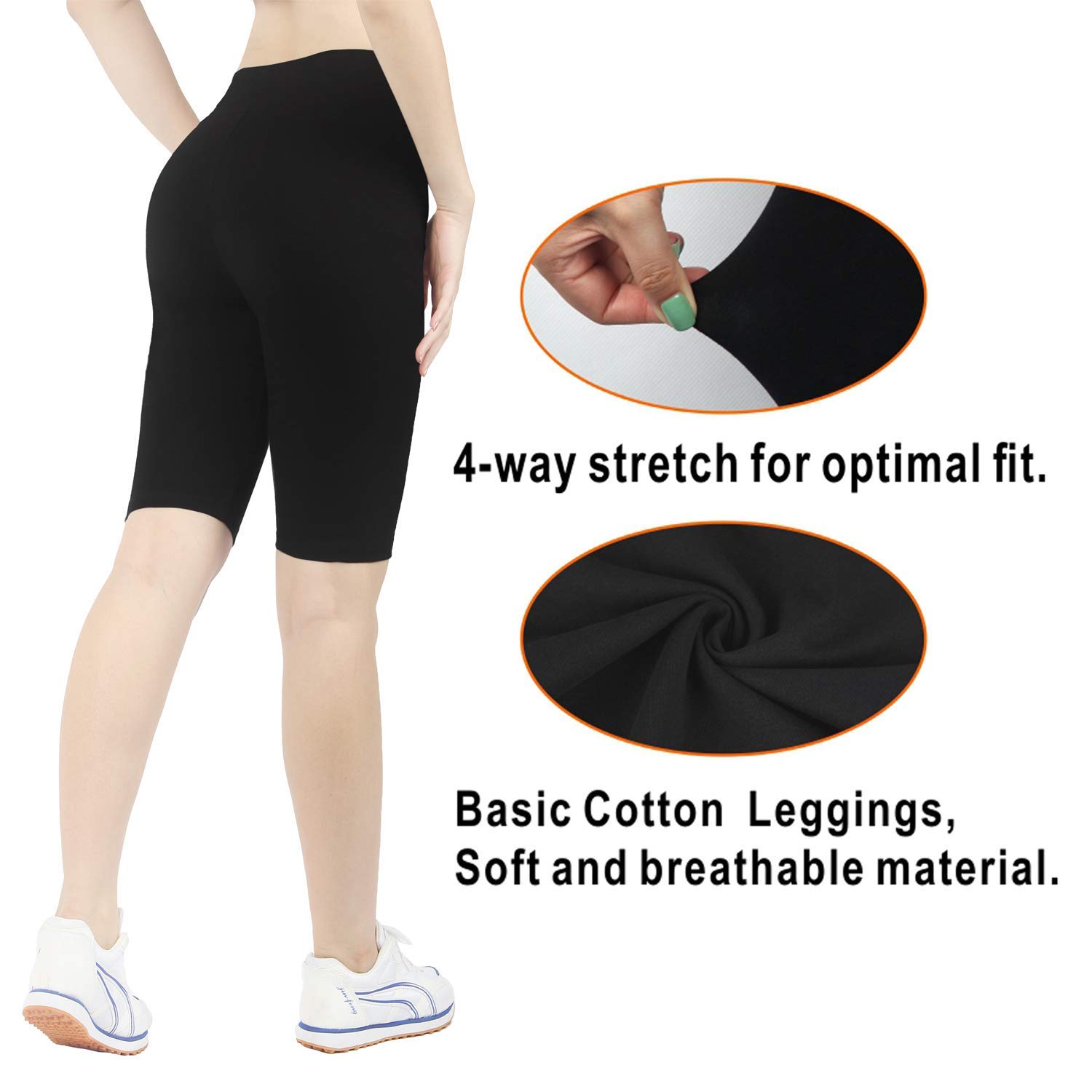 4HOW Women's High Waisted Biker Shorts - Anti-Chafing Yoga Workout Shorts with Pockets | Moisture-Wicking Spandex Underwear for Cycling, Running & Gym (Perfect for Workouts, Lounge & Travel)