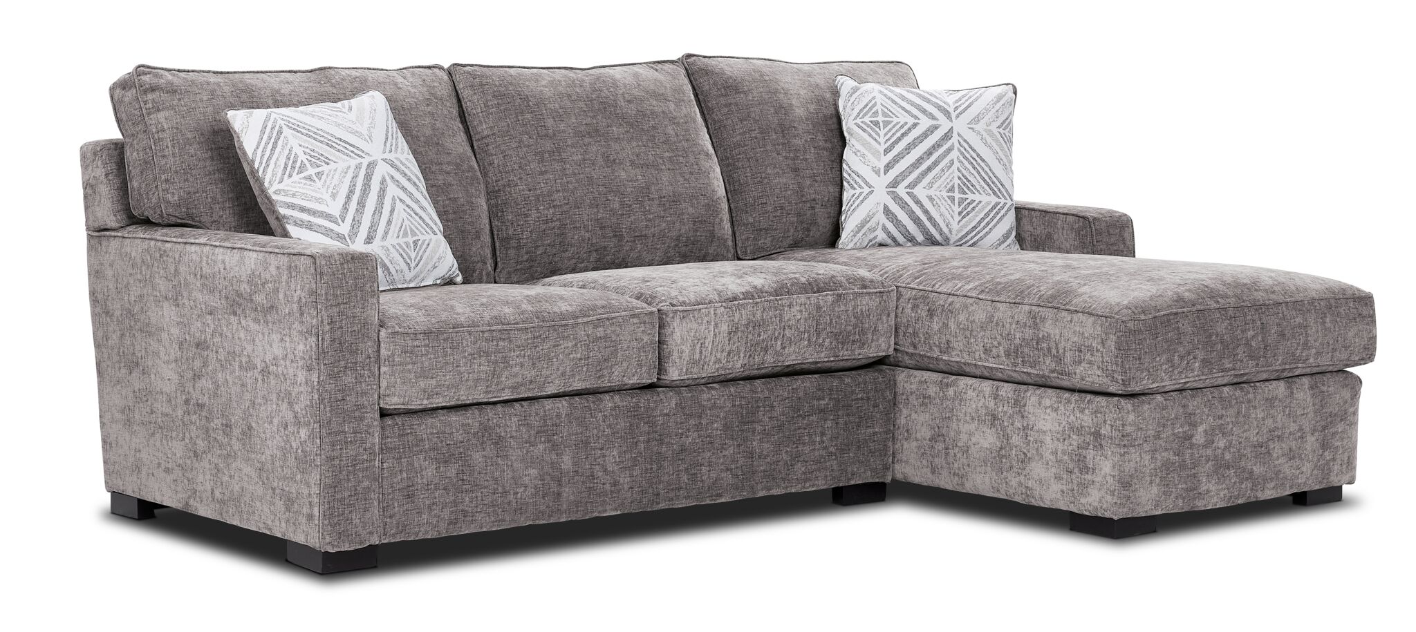 Charlotte 2-Piece Sectional Sofa with Right Facing Chaise in Smoke Gray - Modern Living Room Furniture for Small Spaces & Apartments