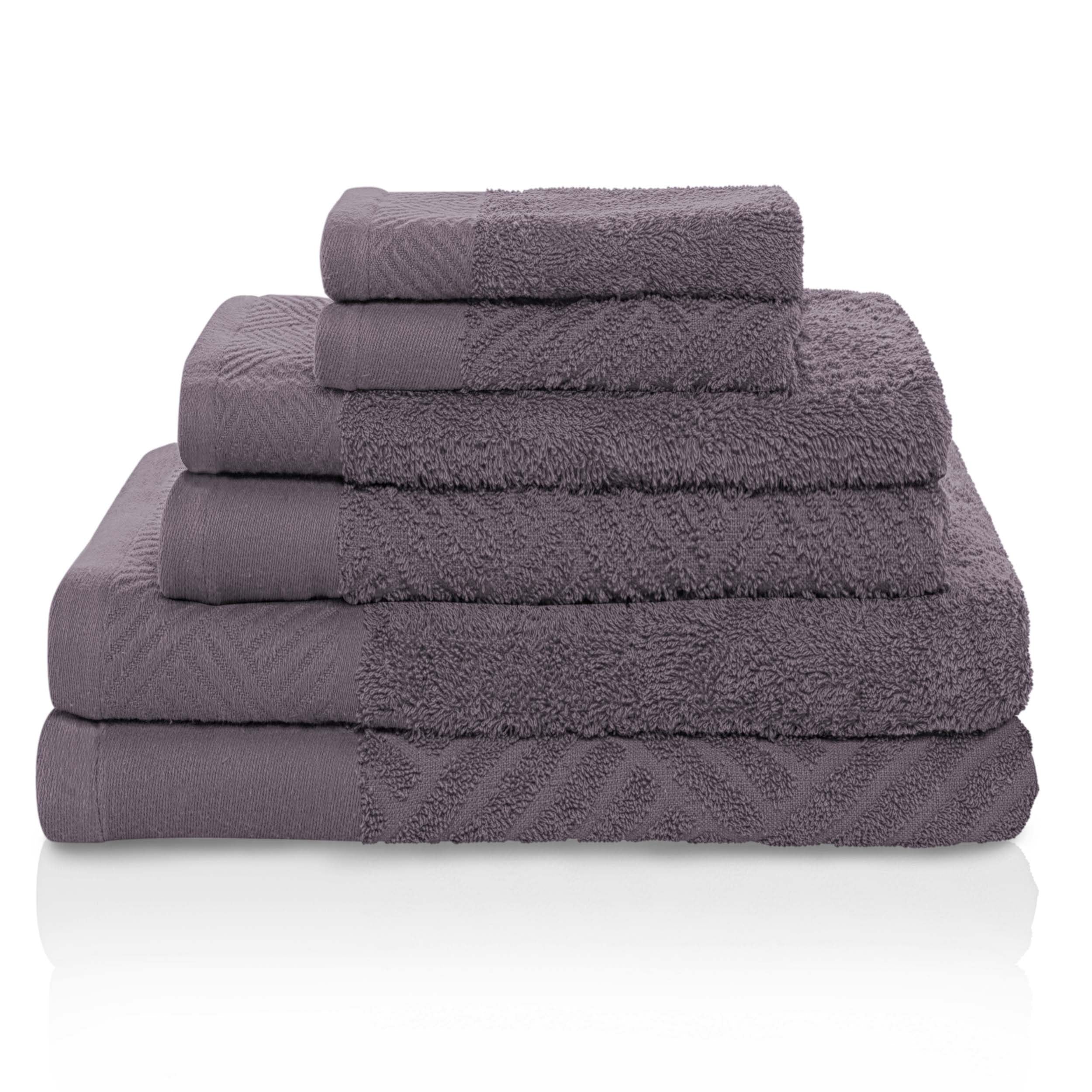 Luxury 6-Piece Egyptian Cotton Towel Set - Basketweave Jacquard & Solid Design - Ultra Soft & Absorbent Bath Towels for Spa, Hotel, or Home Use