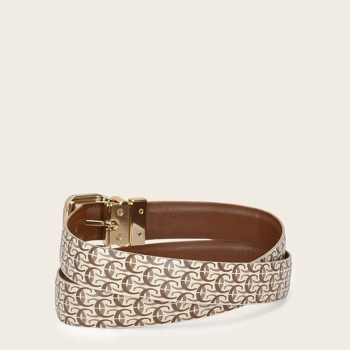 CDA18RS Women's Casual Fashion Cowhide Leather Belt in Beige - Perfect for Office, Jeans, and Everyday Outfits