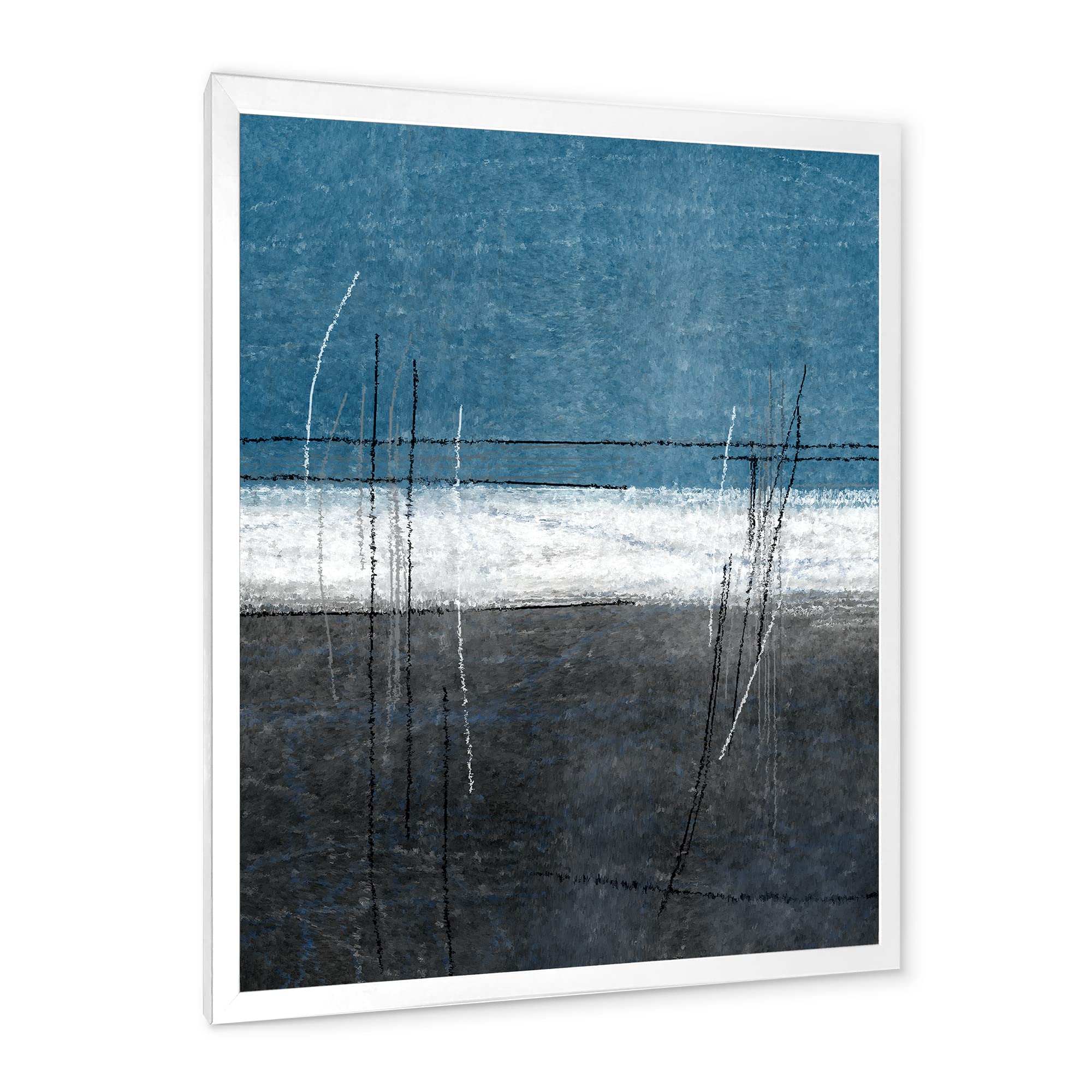 DesignQ Teal and Grey Abstract Art Print - Modern Framed Wall Decor for Living Room, Bedroom & Office | Contemporary Home & Office Decoration