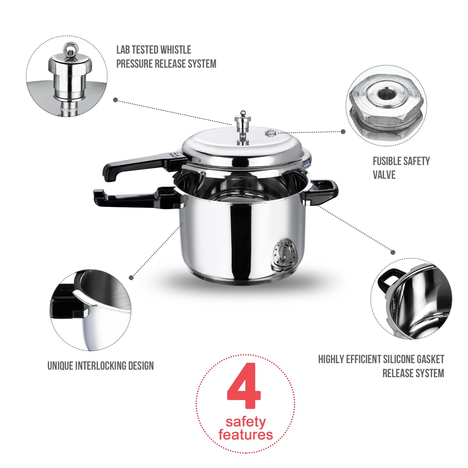 Premium Vinod Stainless Steel Pressure Cooker 8L with Outer Lid - Induction Base & Sandwich Bottom - Ideal for Indian Cooking, Soups, Rice & Quinoa - Perfect for Home Kitchens, Meal Prep & Healthy Cooking
