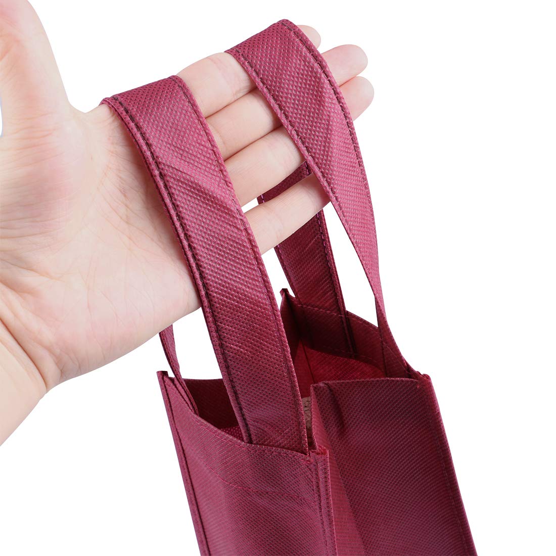 Premium 24-Pack Dark Red Non-Woven Wine Gift Bags with Handles - Elegant Single Bottle Wine Bags for Gifting, Parties & Special Occasions - Perfect for Weddings, Anniversaries & Holiday Presents