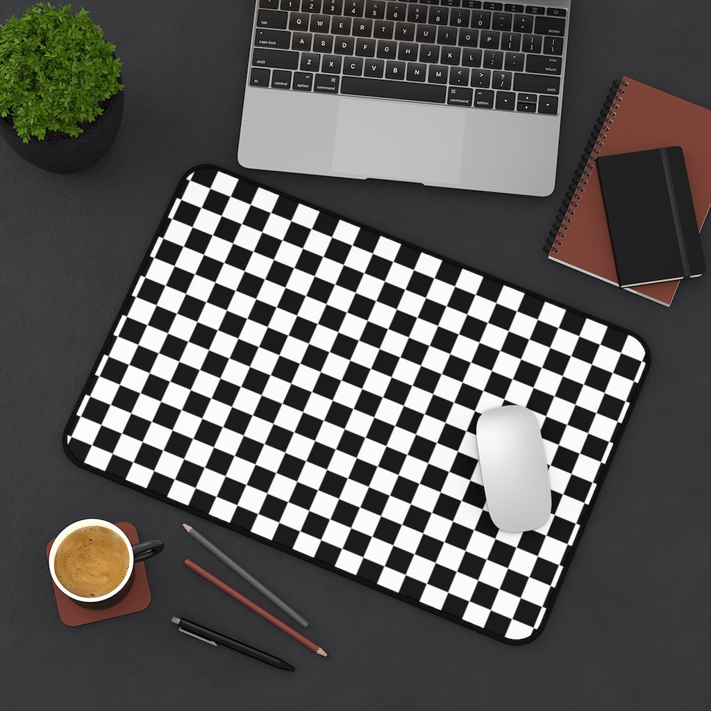Black and White Checkered Desk Mat - Large Mouse Pad with Non-Slip Base, 3 Size Options for Office, Gaming & Home Workspace - Perfect for Computer, Laptop & Writing Desk Accessories