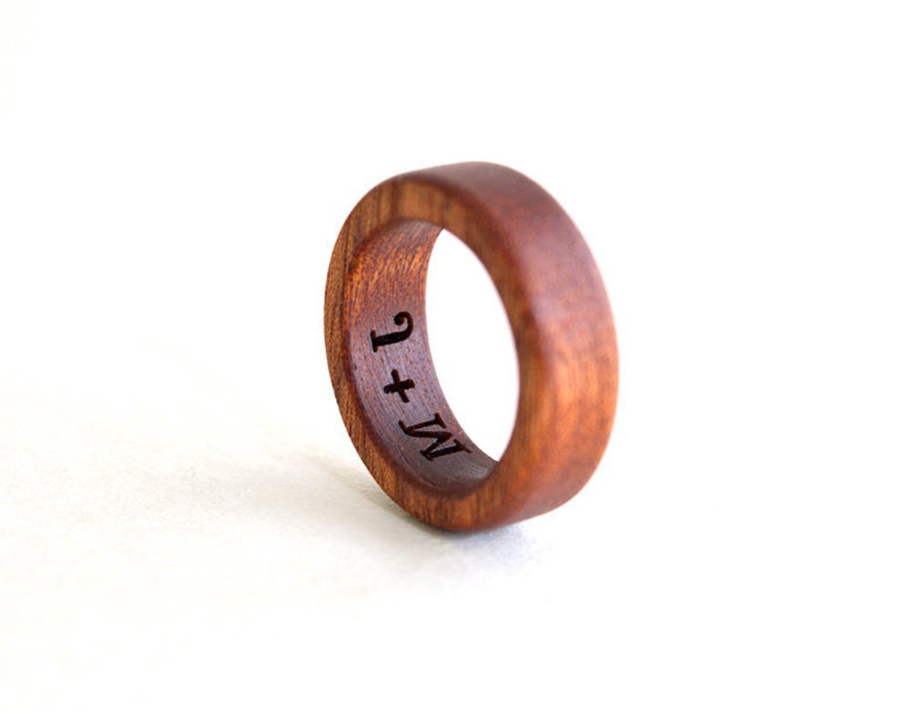 Handmade Mahogany Wood Ring for Men & Women - Natural Wooden Wedding Band, Eco-Friendly Jewelry Gift for Anniversary, Engagement, Holiday - Perfect for Outdoor & Boho Style Lovers