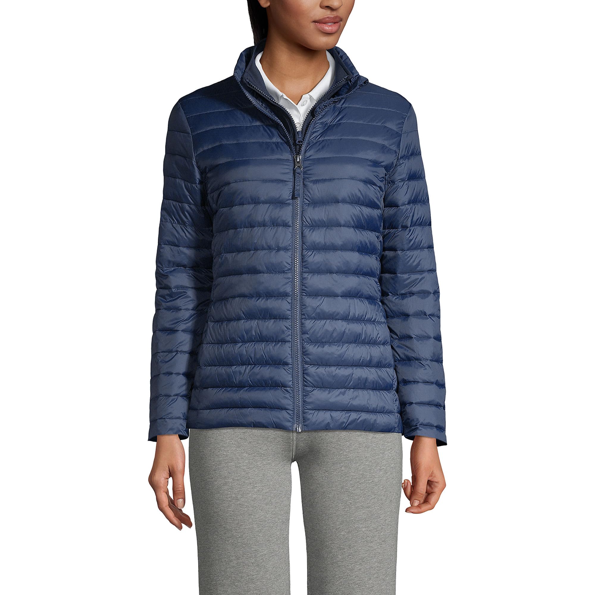 Lands' End Women's ThermoPlume Jacket - Insulated School Uniform Coat for Cold Weather - Perfect for Winter Classrooms & Outdoor Activities