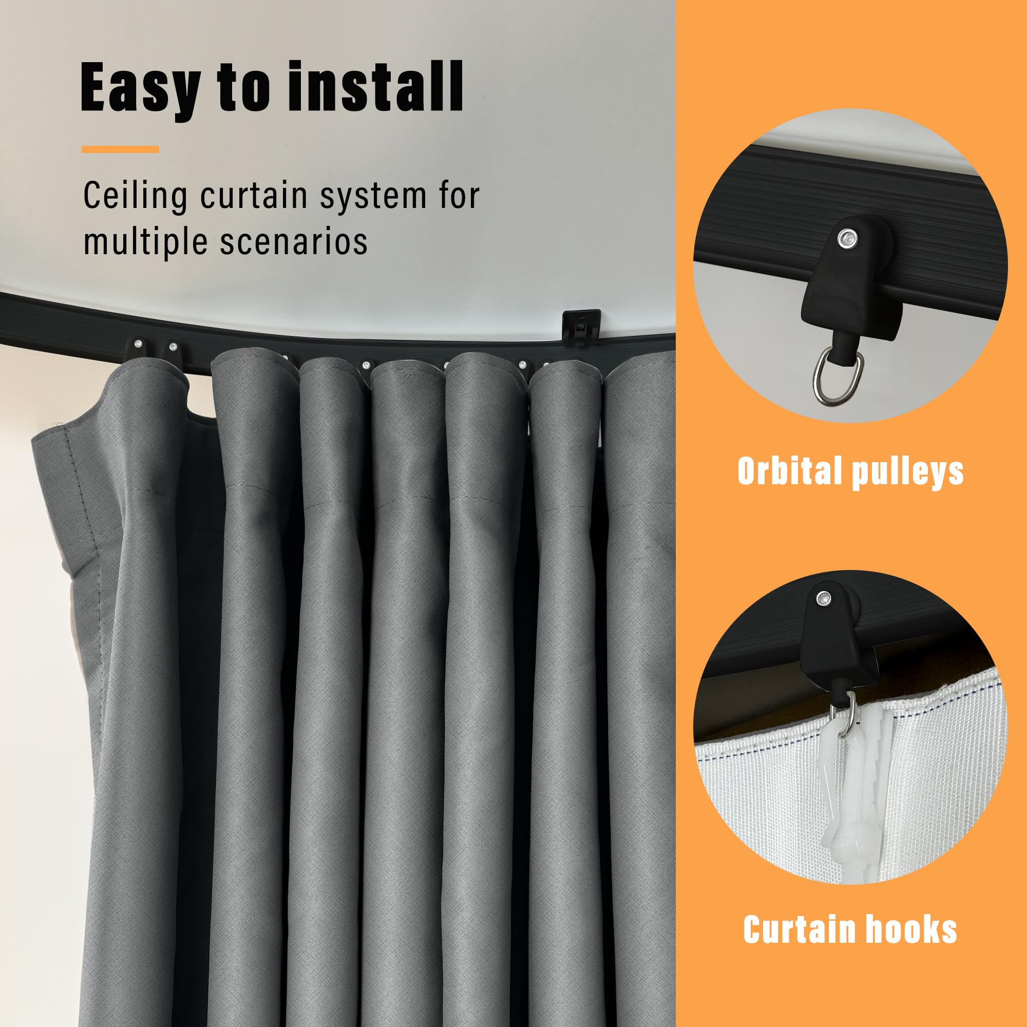 Flexible Ceiling Curtain Track Set - 180