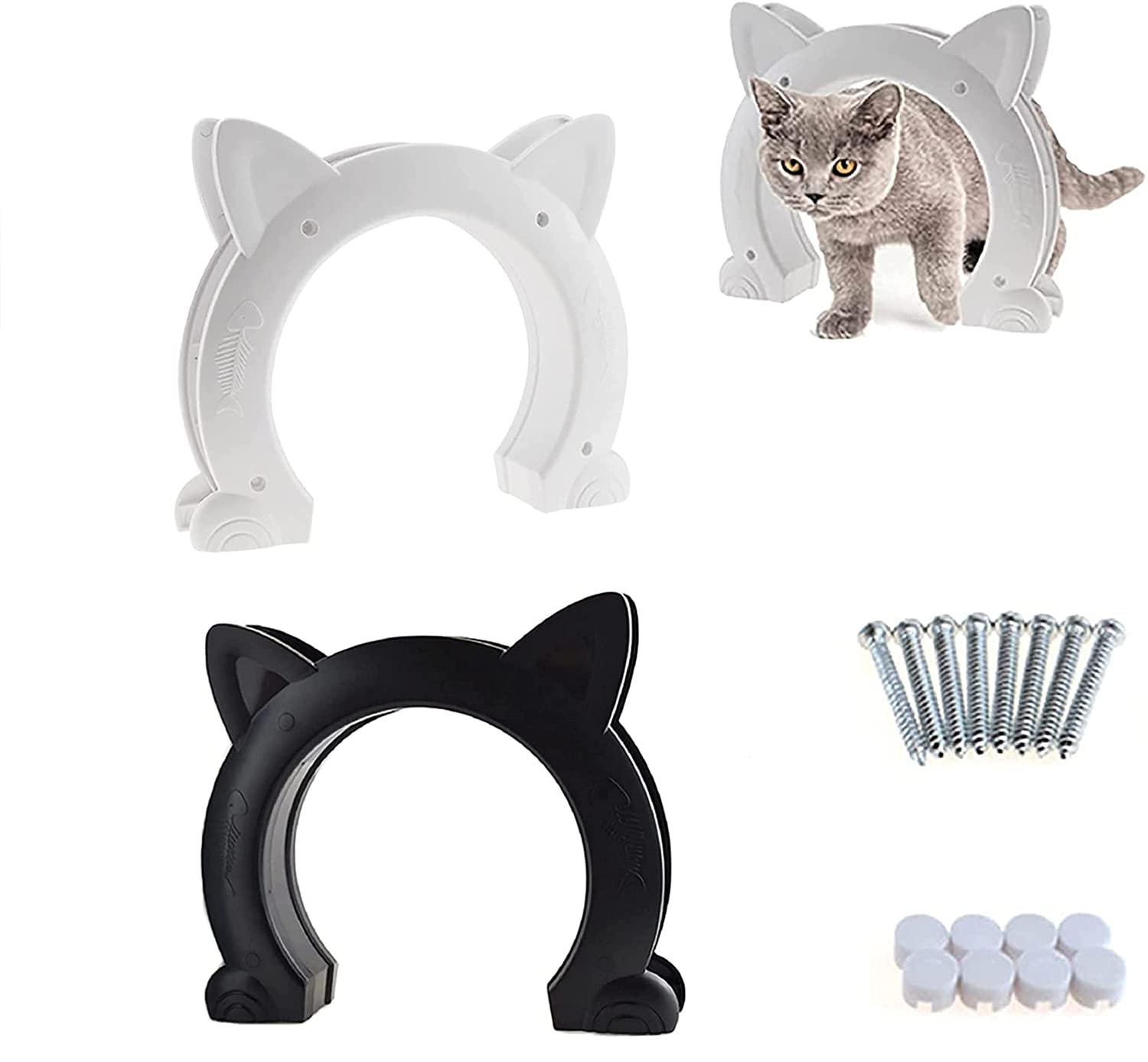 Gsdxz 2021 Interior Cat Door - Easy Install Pet Door with Two-Way Access & Controllable Tunnel for Cats - Perfect for Home, Apartment & Indoor Use (White)