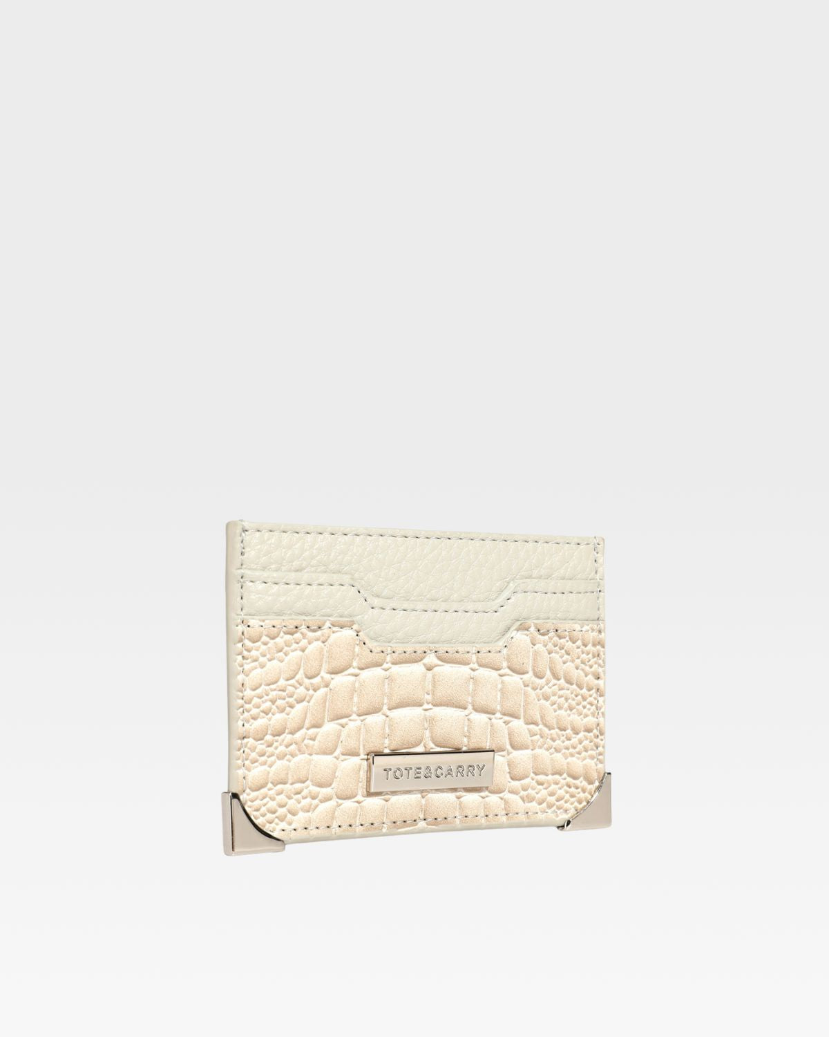 Premium Crocodile Leather Card Holder Wallet in Beige - Slim RFID Blocking Credit Card Case for Men & Women - Perfect for Travel, Business & Everyday Use