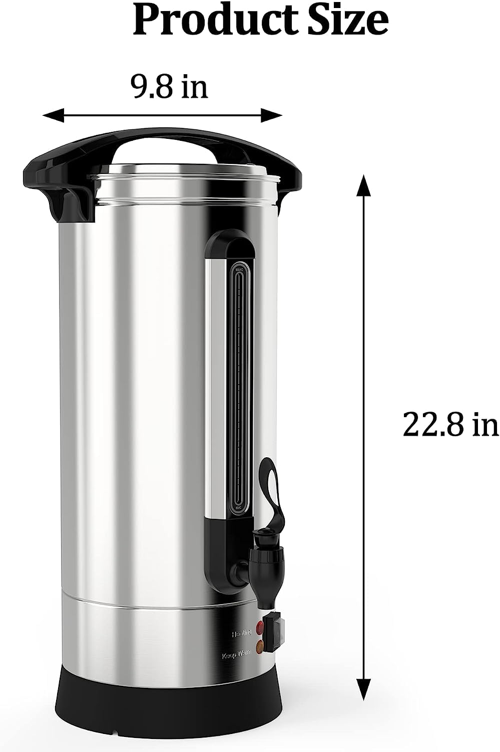 Garvee 60 Cup Commercial Coffee Urn - 10L Large Stainless Steel Coffee Dispenser for Church, Office, Events | Food Grade, Durable & Easy to Clean | Perfect for Meetings, Weddings, Catering Services