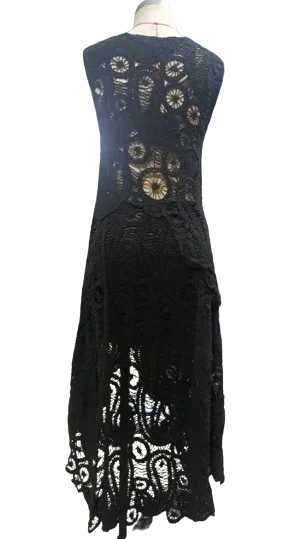 Elegant Crochet O-Neck Hollow Out Skirt Set for Women - Chic Floral Sleeveless Top with Asymmetrical Skirt | Perfect for Spring Outfits, Garden Parties & Romantic Dates