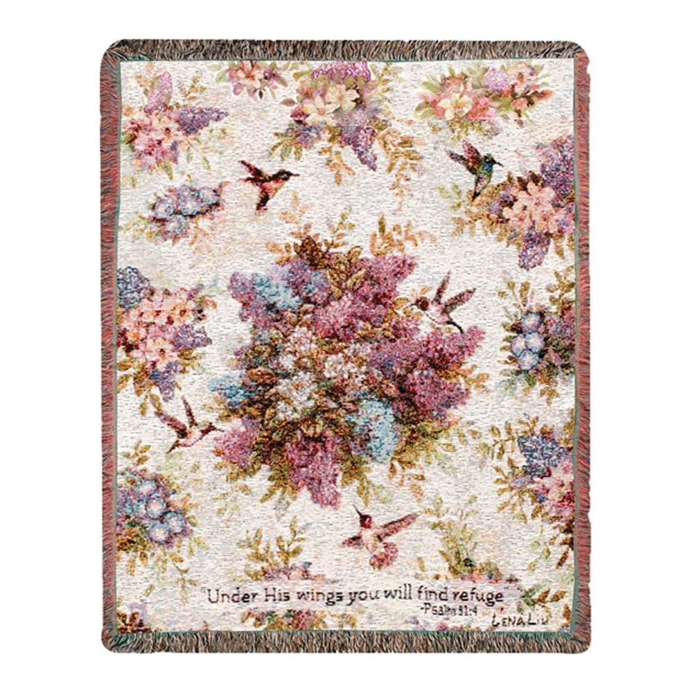 Whisper Wings Bible Verse Inspirational Tapestry Throw Blanket 50x60 Inches - Soft Christian Home Decor for Bedroom, Sofa & Prayer Room