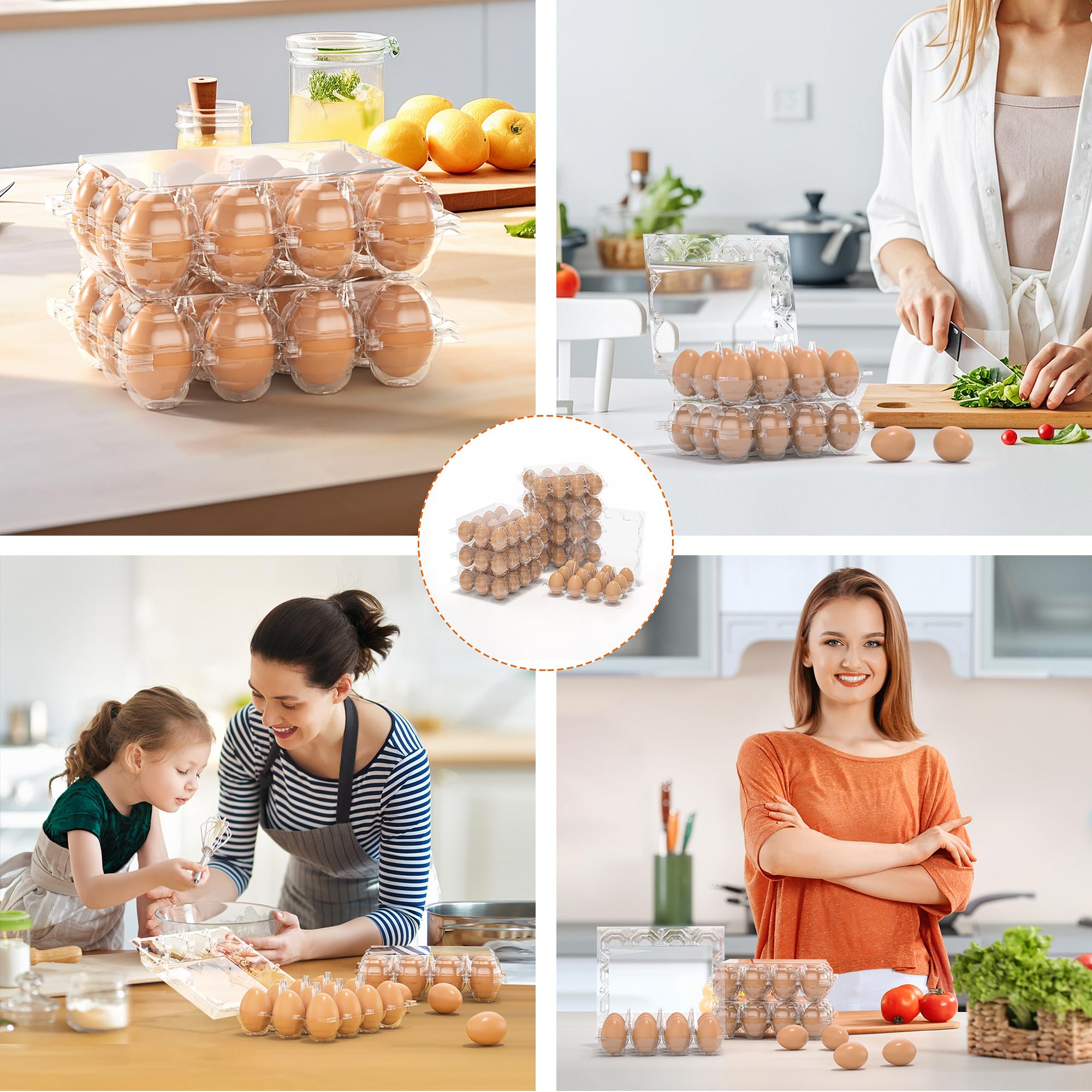 100 Pack Clear 12-Count Reusable Egg Cartons - Bulk Empty Egg Trays with 2x6 Grids for Fresh Chicken Eggs | Perfect for Refrigerator Storage, Chicken Farming, Home Use & Farmers Markets