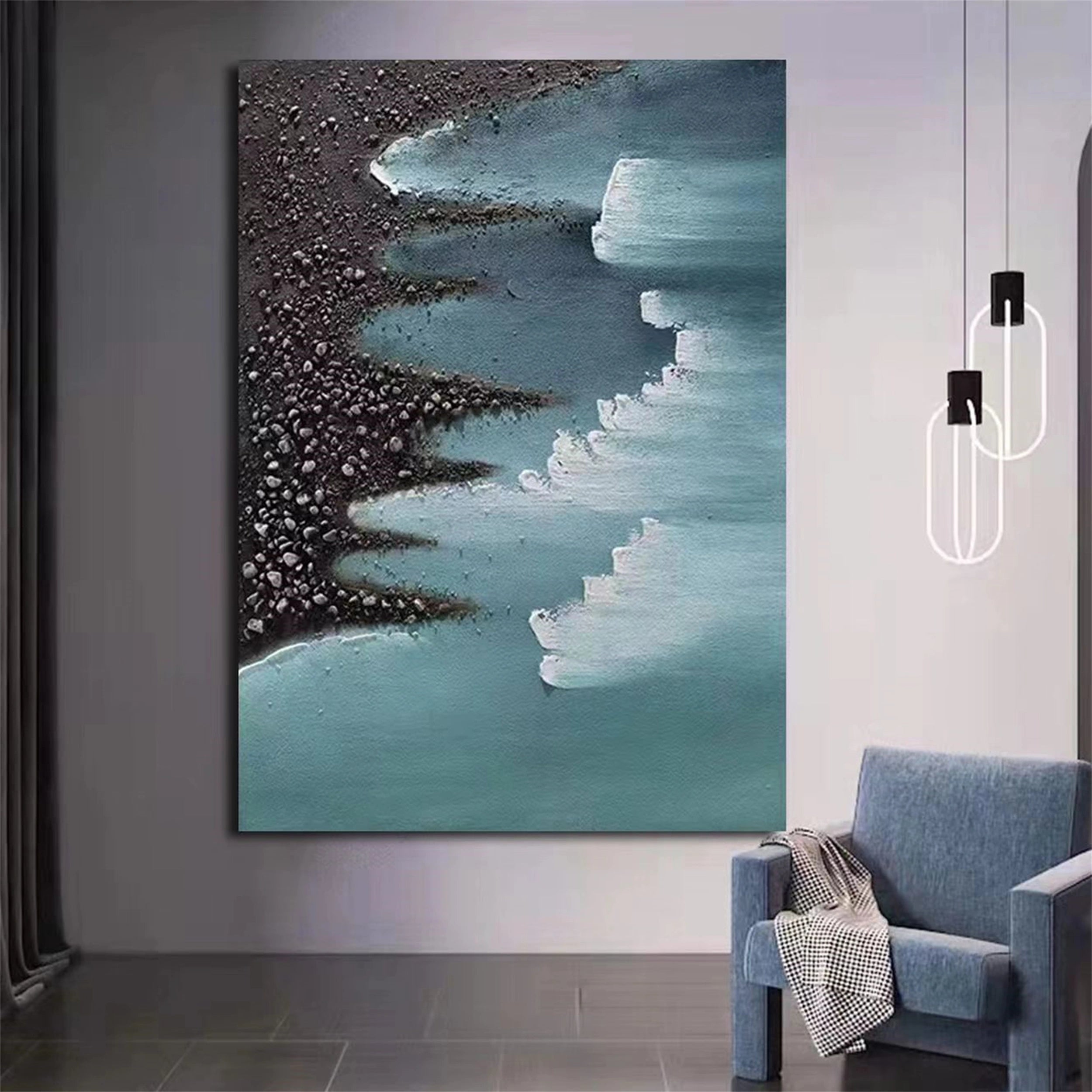 Ocean and Sky Painting #OS 048 - Handmade Seascape Wall Art for Home & Office Decor - Perfect for Living Room, Bedroom or Beach House