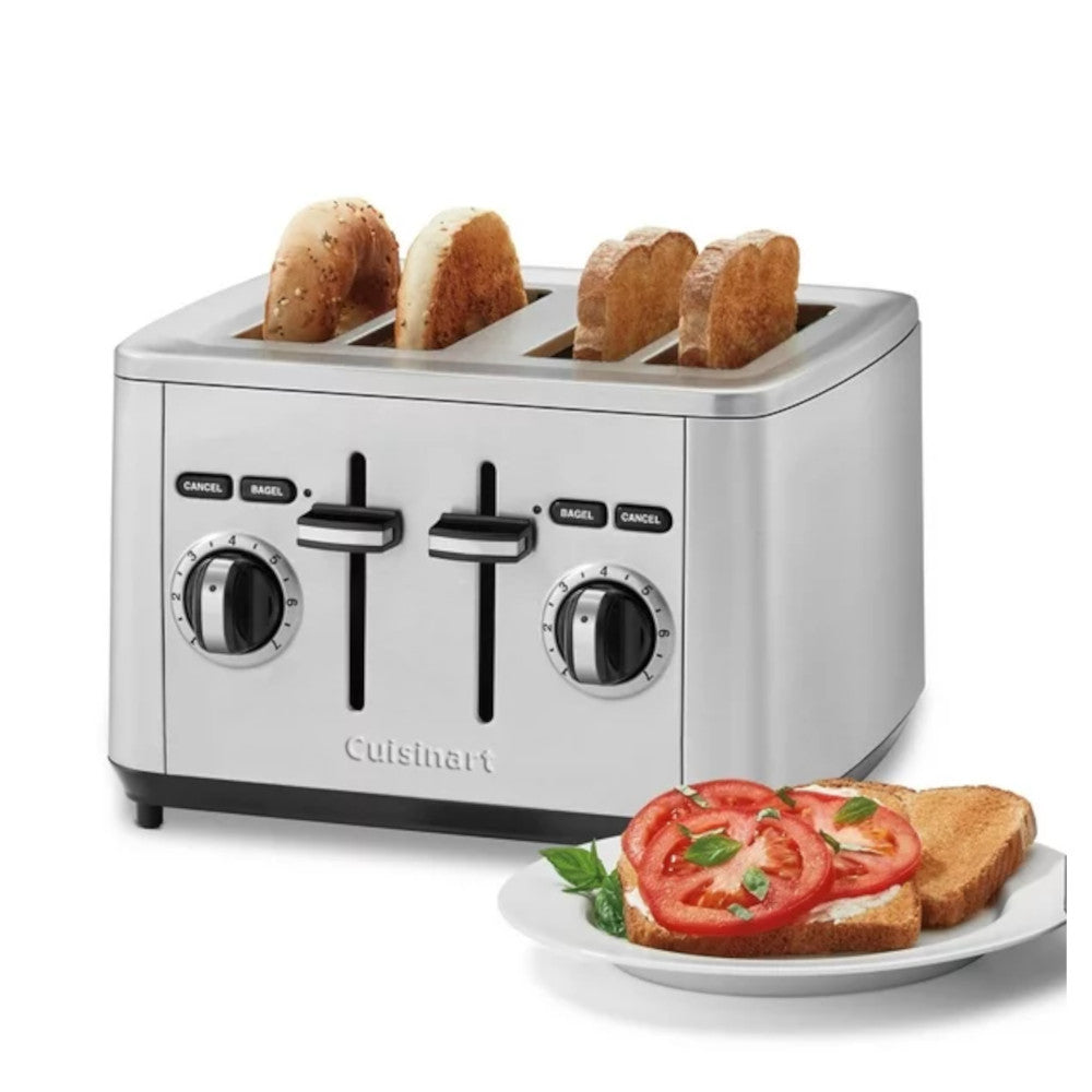 Cuisinart CPT 14C 1PKC 4-Slice Stainless Steel Toaster - Perfect for Breakfast, Brunch & Small Kitchens | Fast, Even Toasting for Bagels, Bread & Pastries